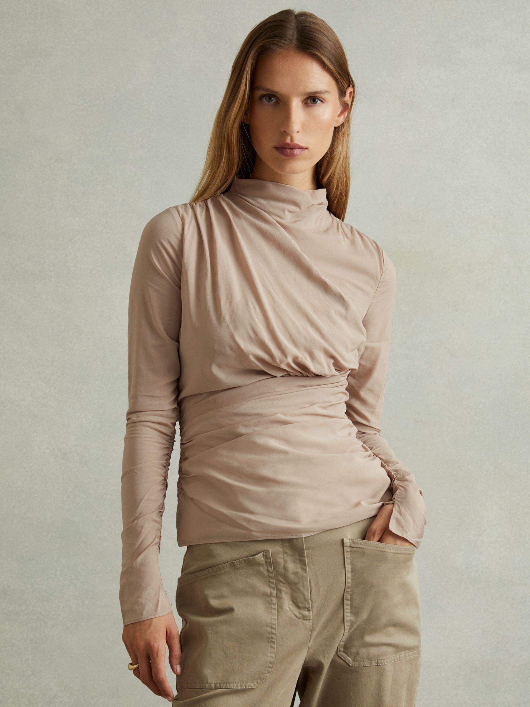 Eleni Blush Ruched Long Sleeve Top Product Image