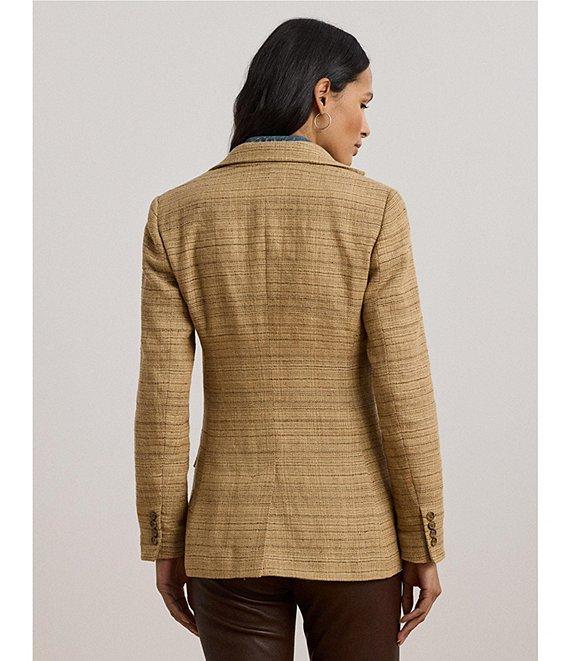 Lauren Ralph Lauren Linen Blend Herringbone Notch Lapel Long Sleeve Single-Button Blazer Product Image