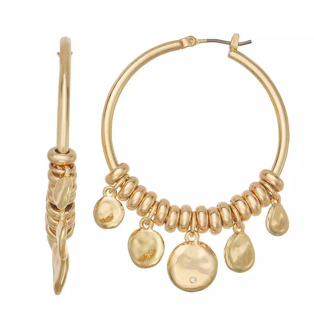 Napier Gold Tone Glitzy Hoop Earrings, Women's Product Image