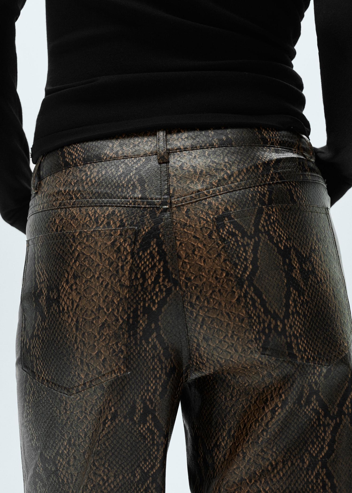 Animal-print leather-effect pants - Women | MANGO USA Product Image