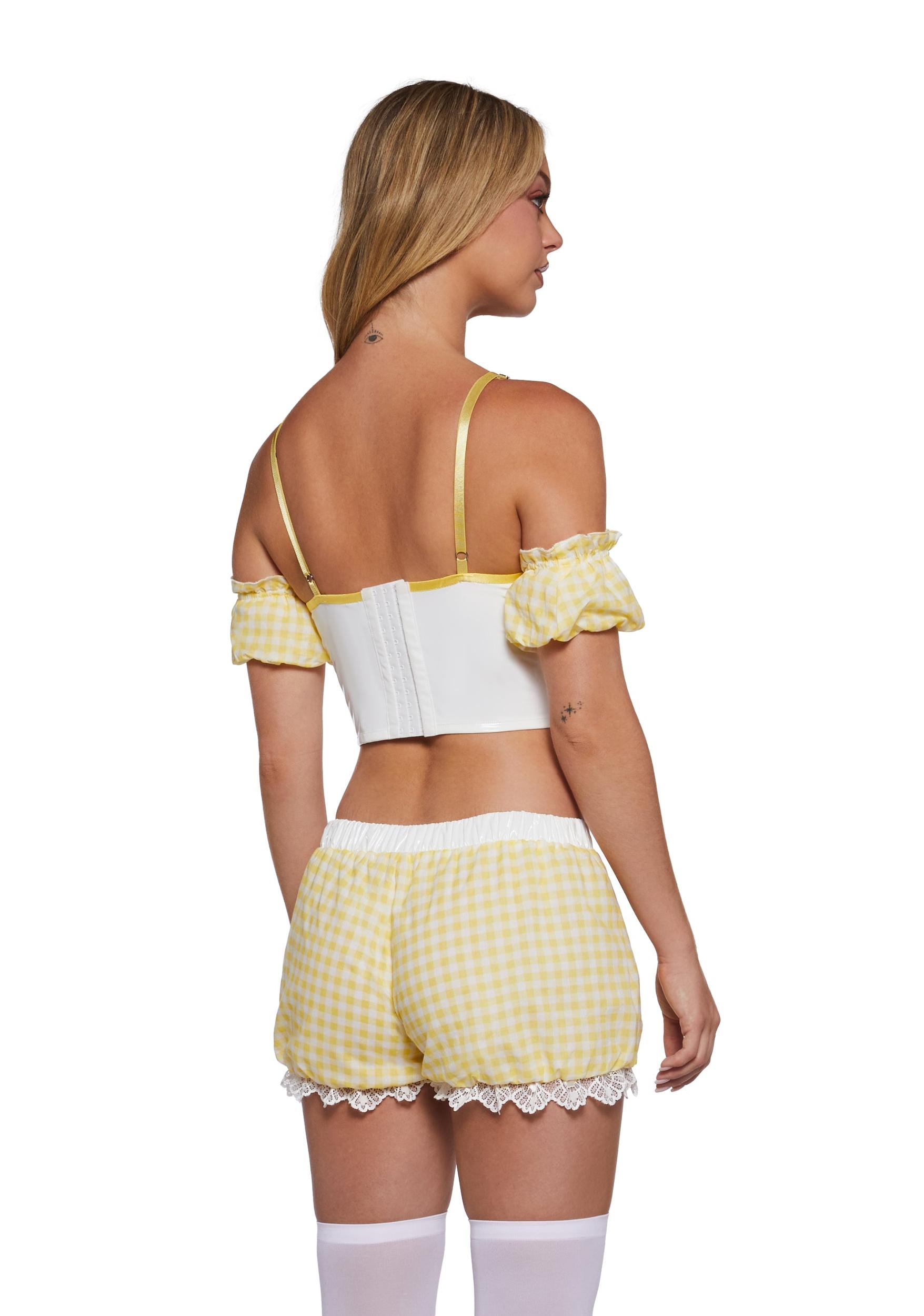 Sexy Womens Halloween Goldilocks And The Three Bears, Storybook Fairytale Lingerie Set - Yellow Product Image