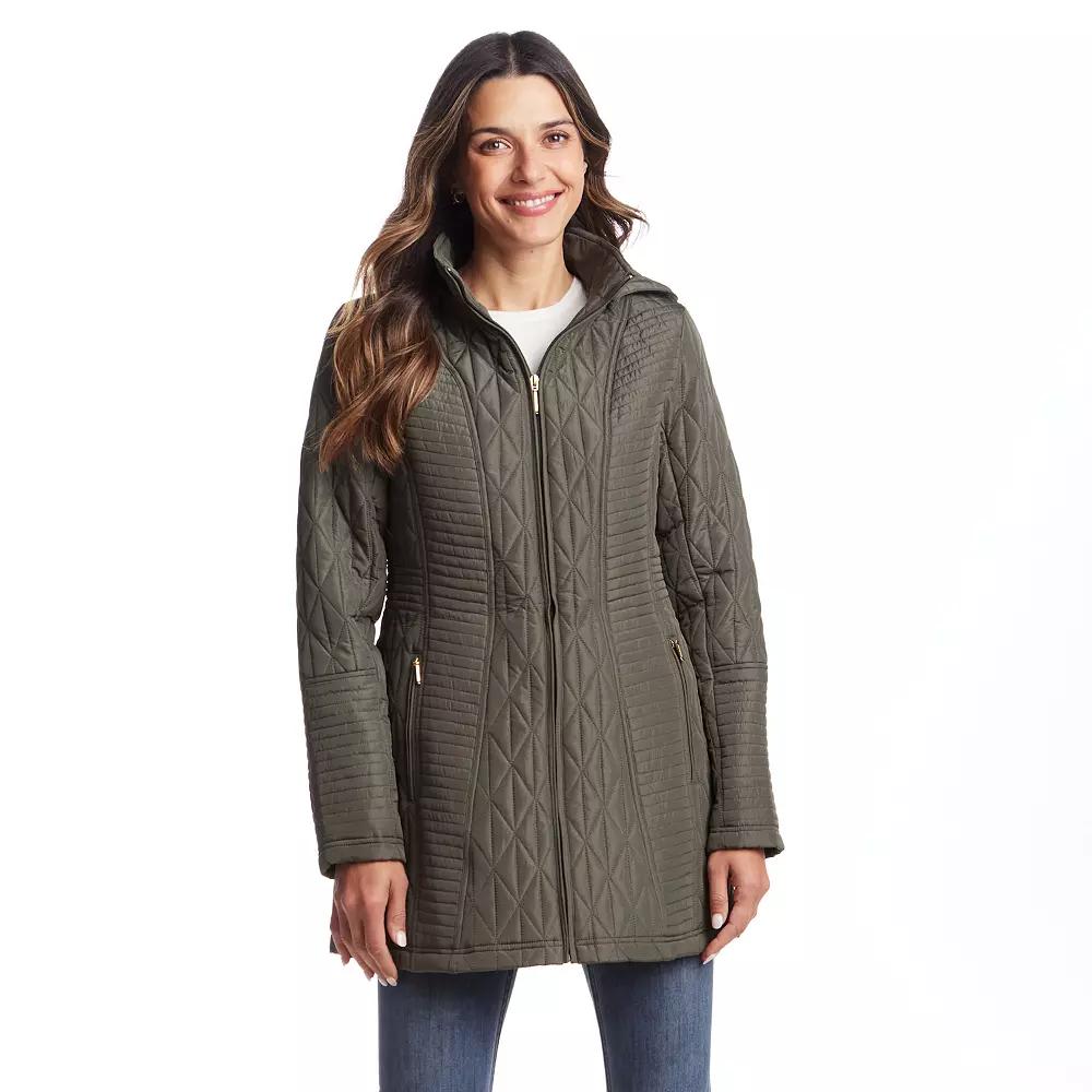 Women's Weathercast Quilted Hooded Front Zip Walker Jacket,  Product Image