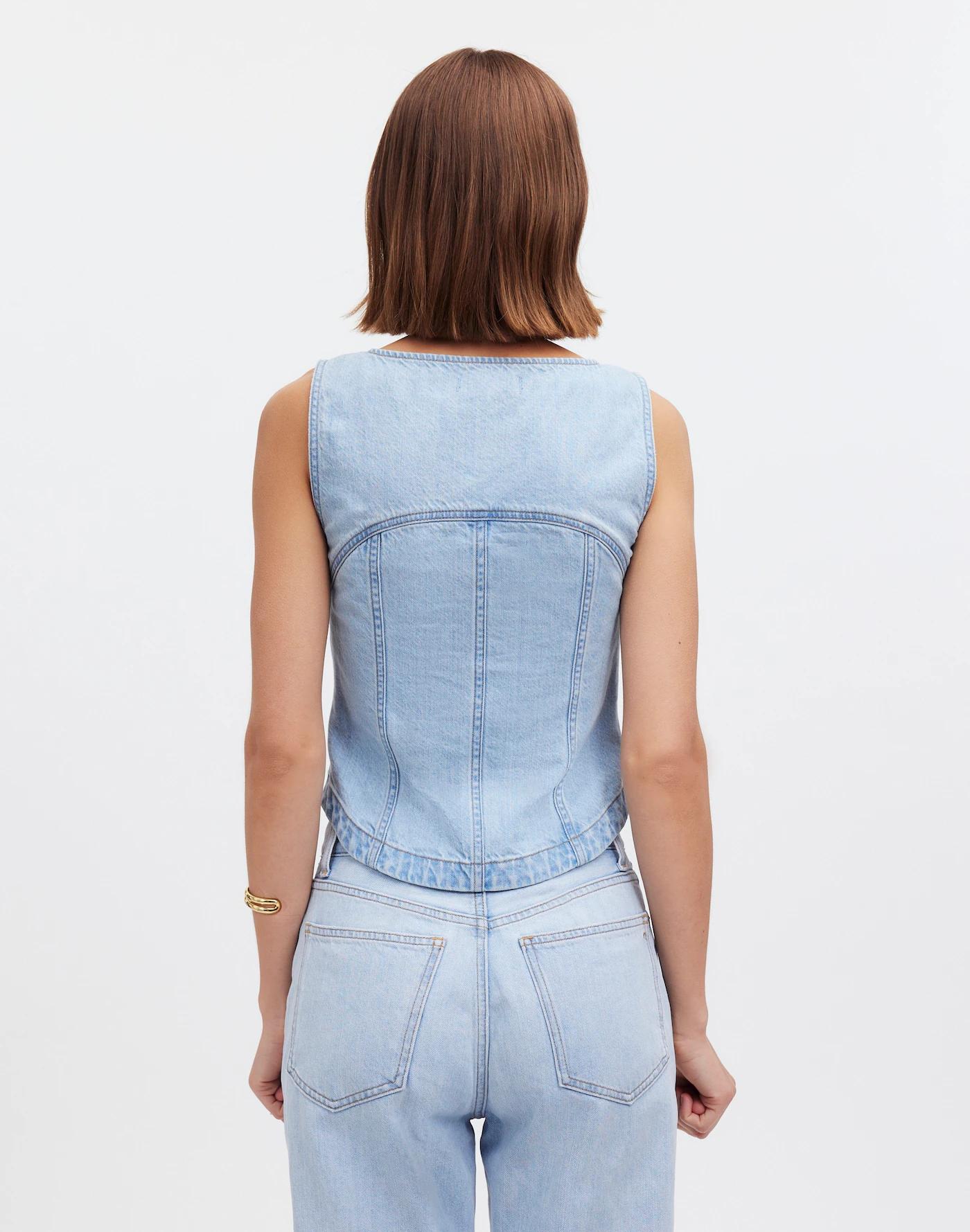 Denim Button-Front Top Product Image