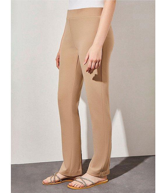 Ming Wang Deco Woven Stretch Crepe Back Slit Hem Pull-On Pants Product Image
