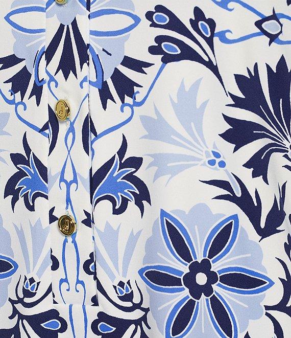 Jude Connally Susanna French Tile Print Point Collar 3/4 Sleeve Polished Classic Shirt Dress Product Image