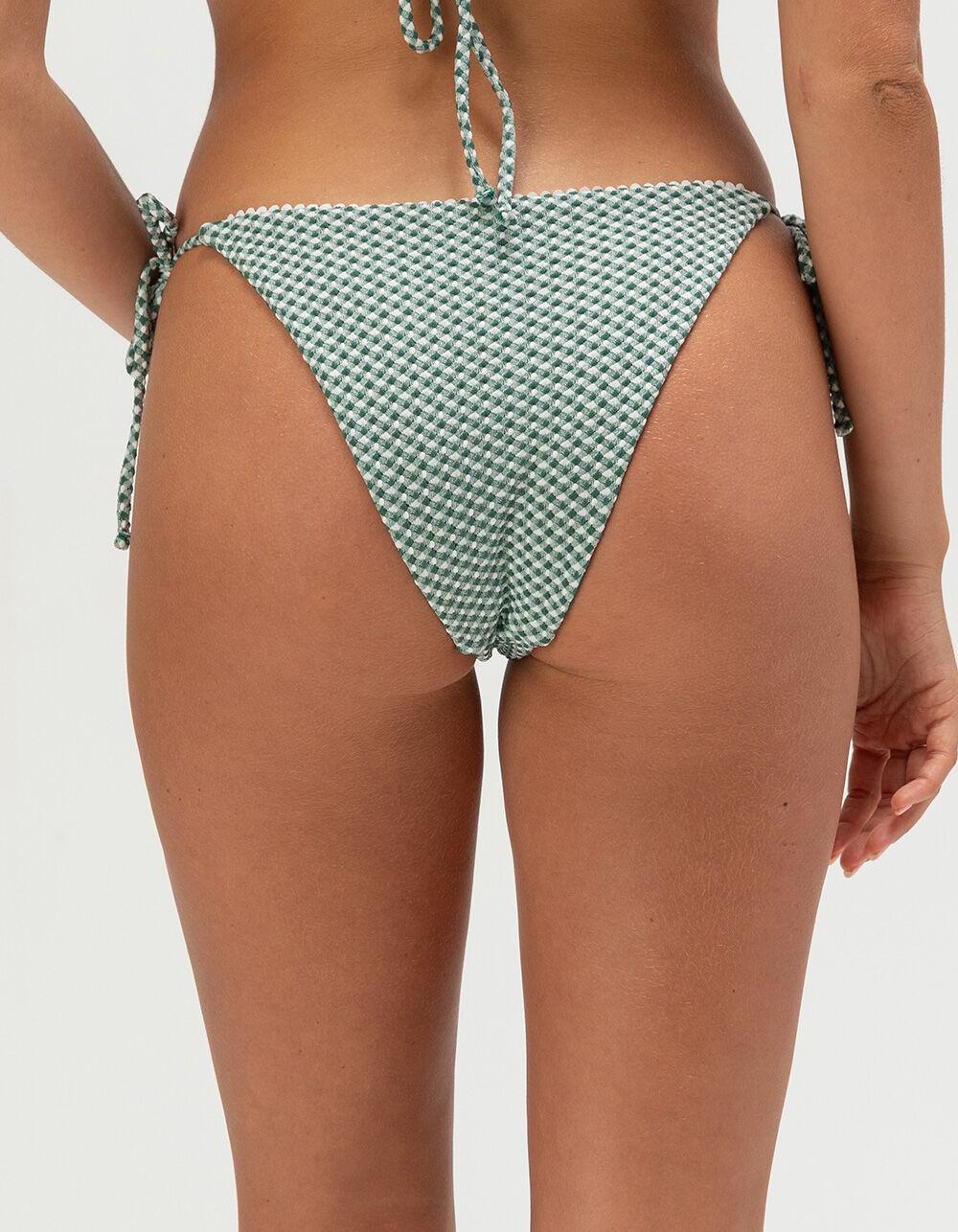 DAMSEL Texture Cheeky Tie Side Bikini Bottoms - GREEN Product Image