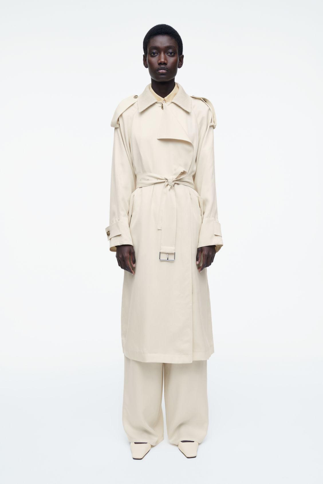 KNITTED-COLLAR TRENCH COAT Product Image