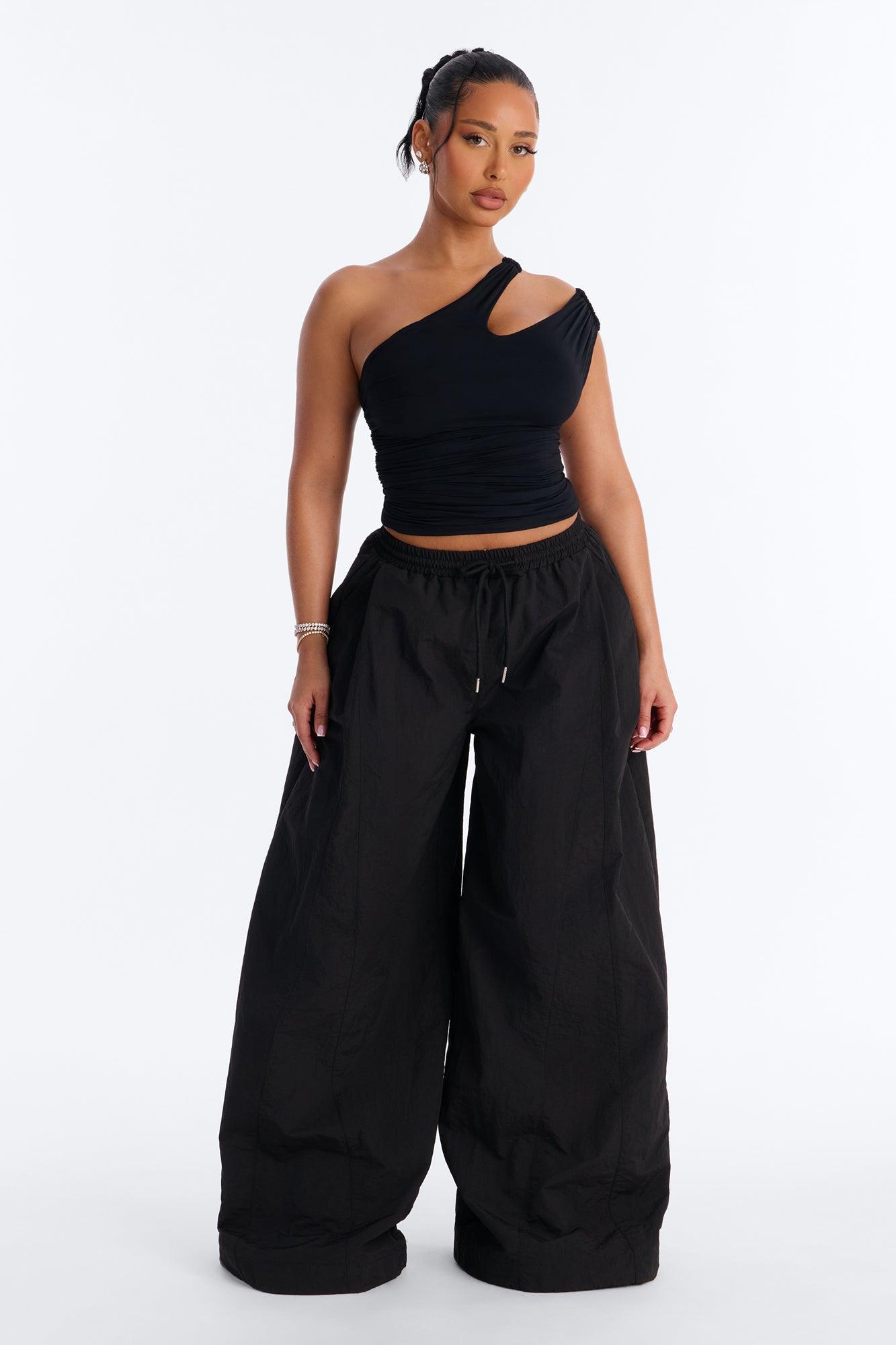 Second Skin Double Lined Cut Out One Shoulder Sleeveless Top - Black Female Product Image