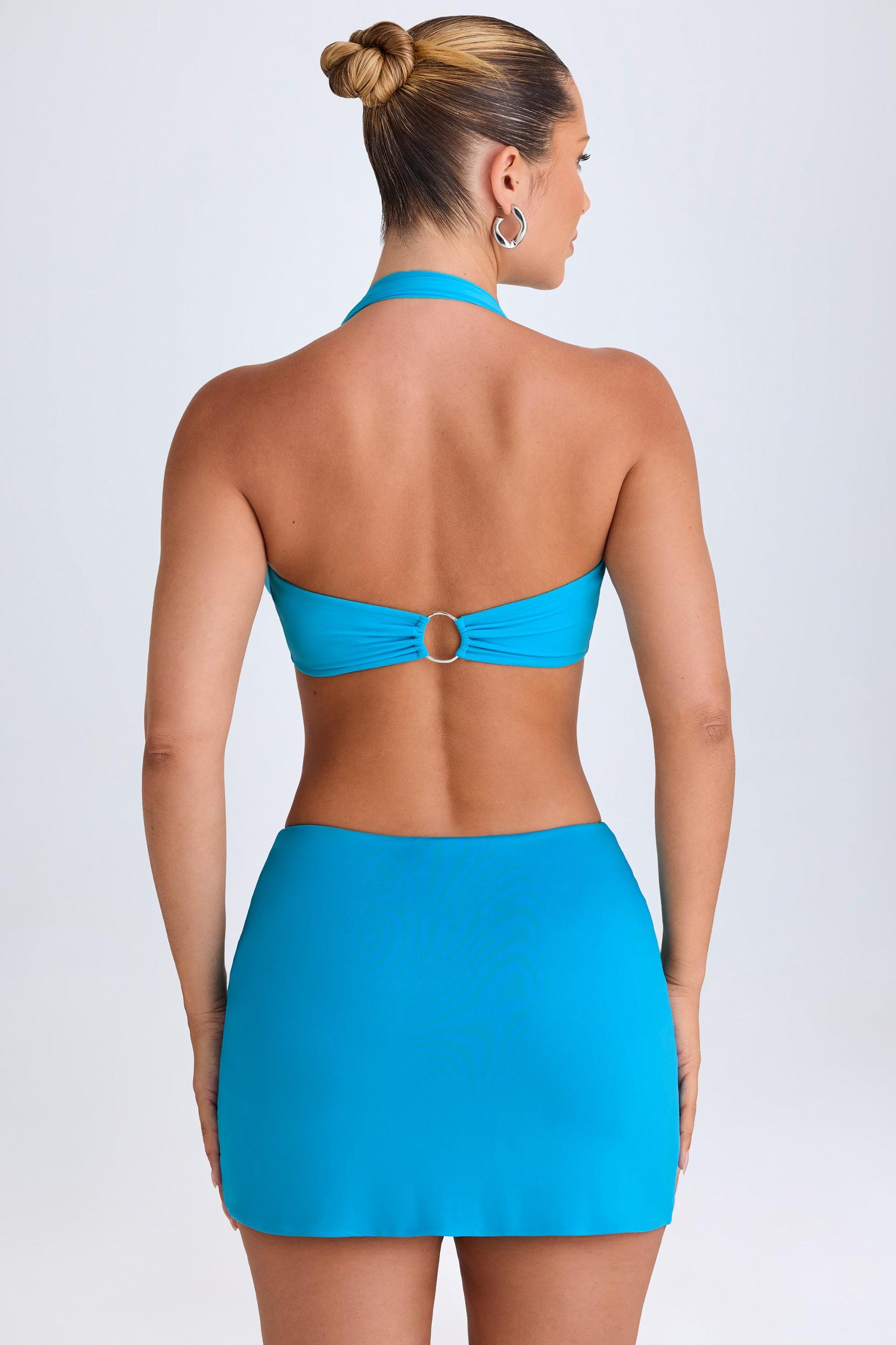 Mid-Rise Micro Mini Skirt in Aqua Blue Female Product Image