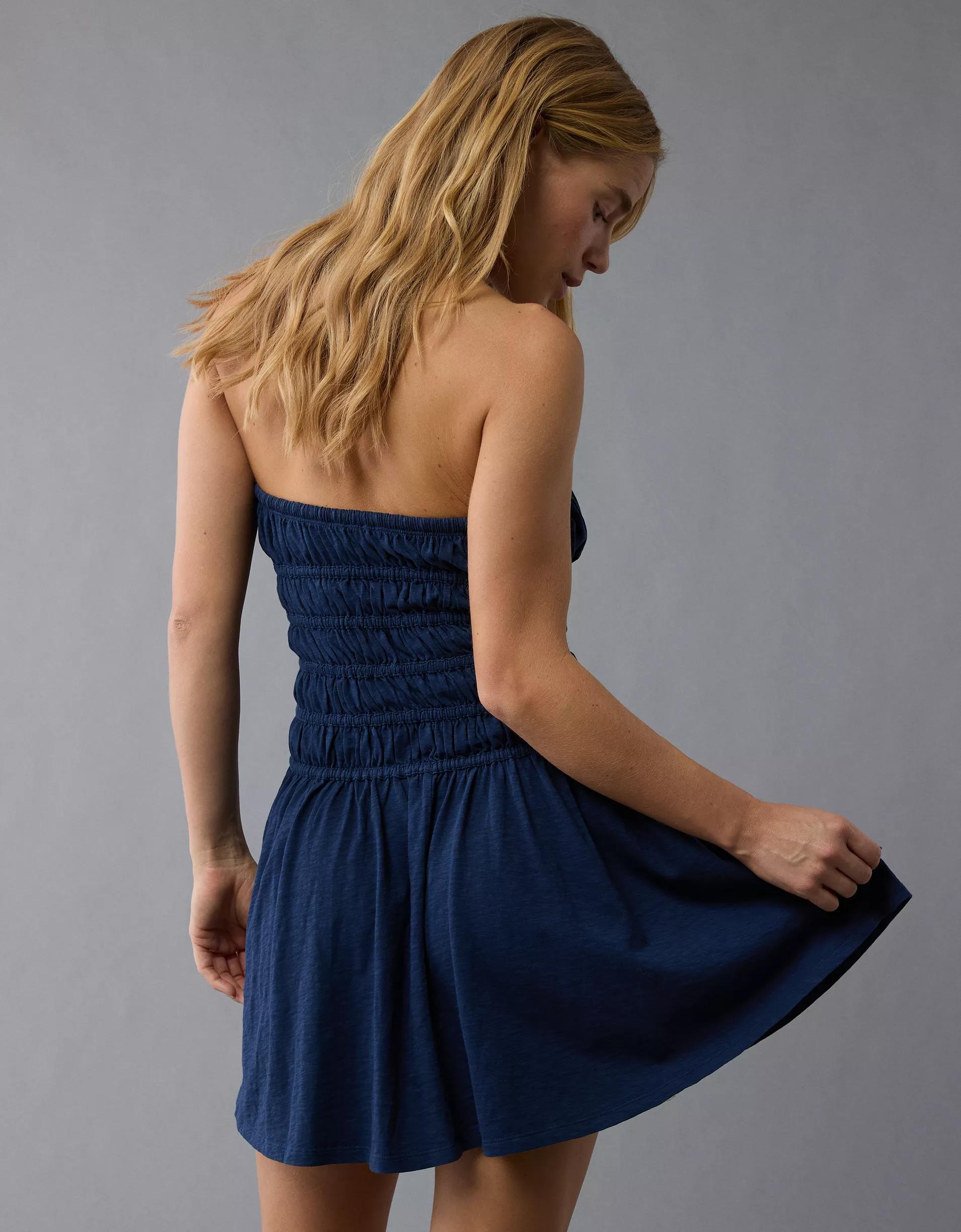 AE Sunchaser Knit Strapless Smocked Bodice Mini Dress Product Image