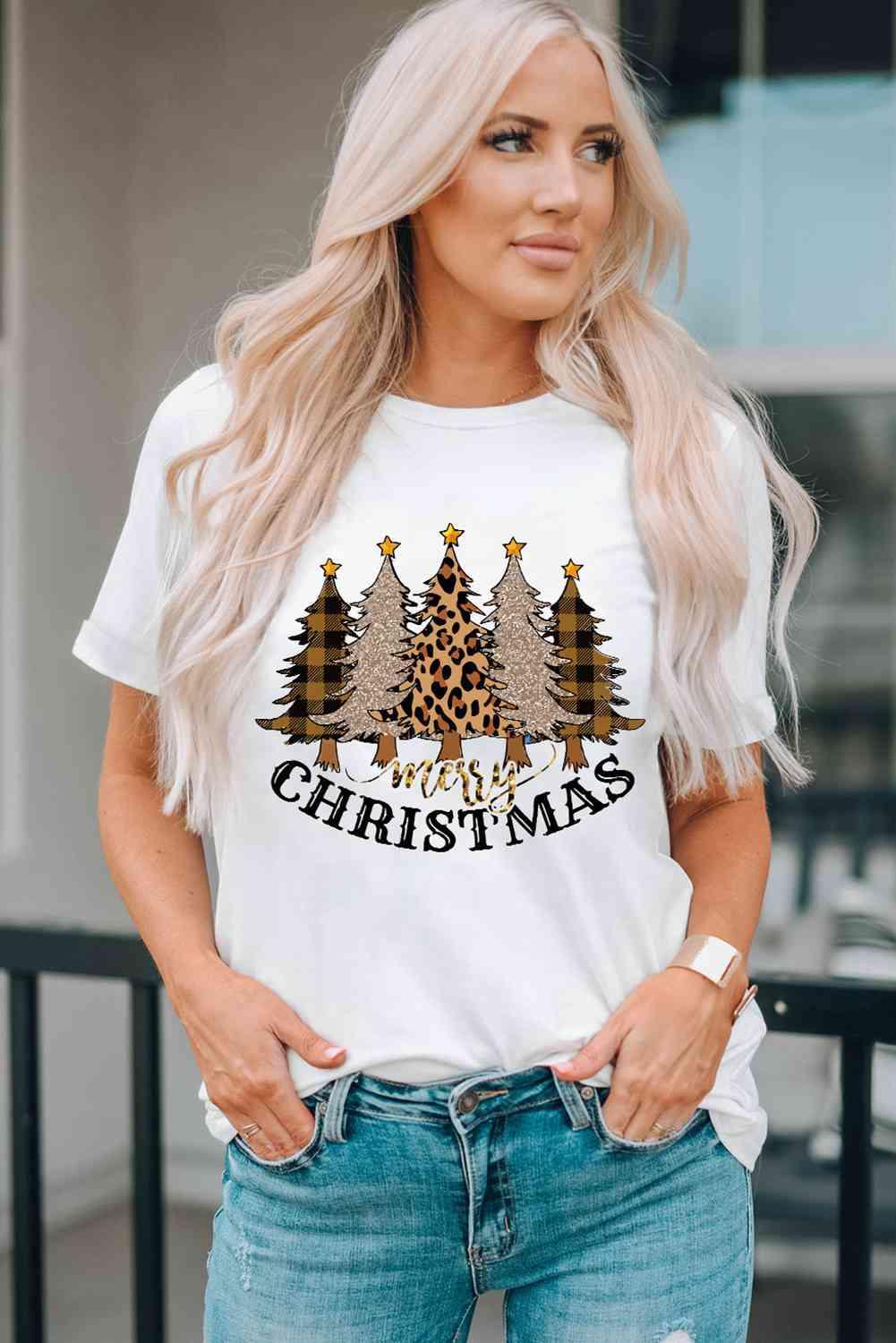 Women's MERRY CHRISTMAS Graphic T-Shirt Female Product Image