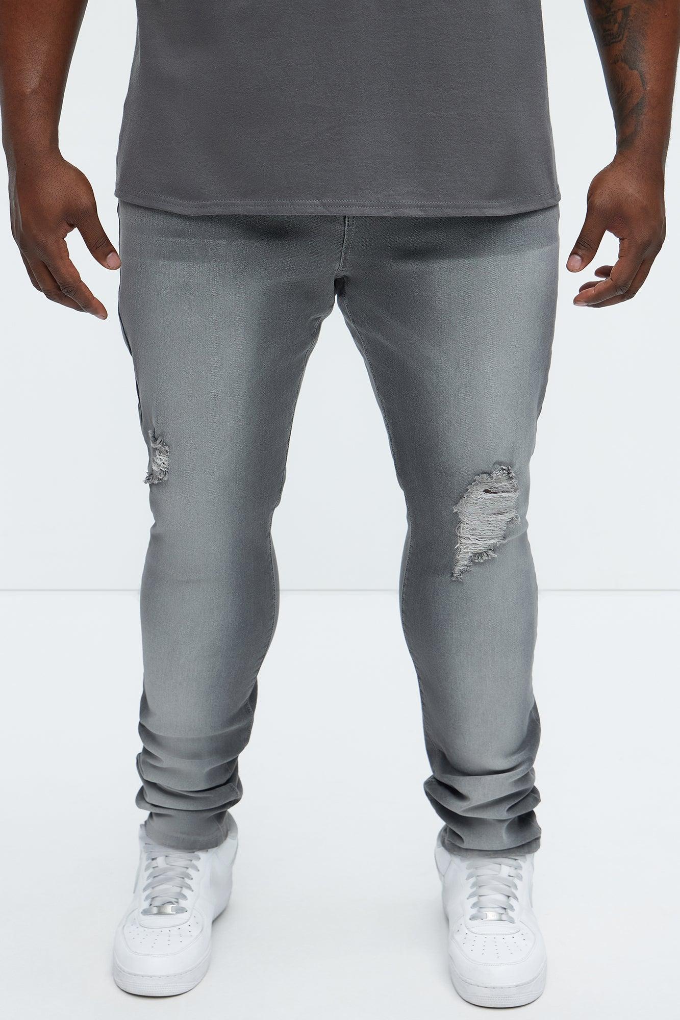 Take No L's Stacked Skinny Jeans - Grey Product Image