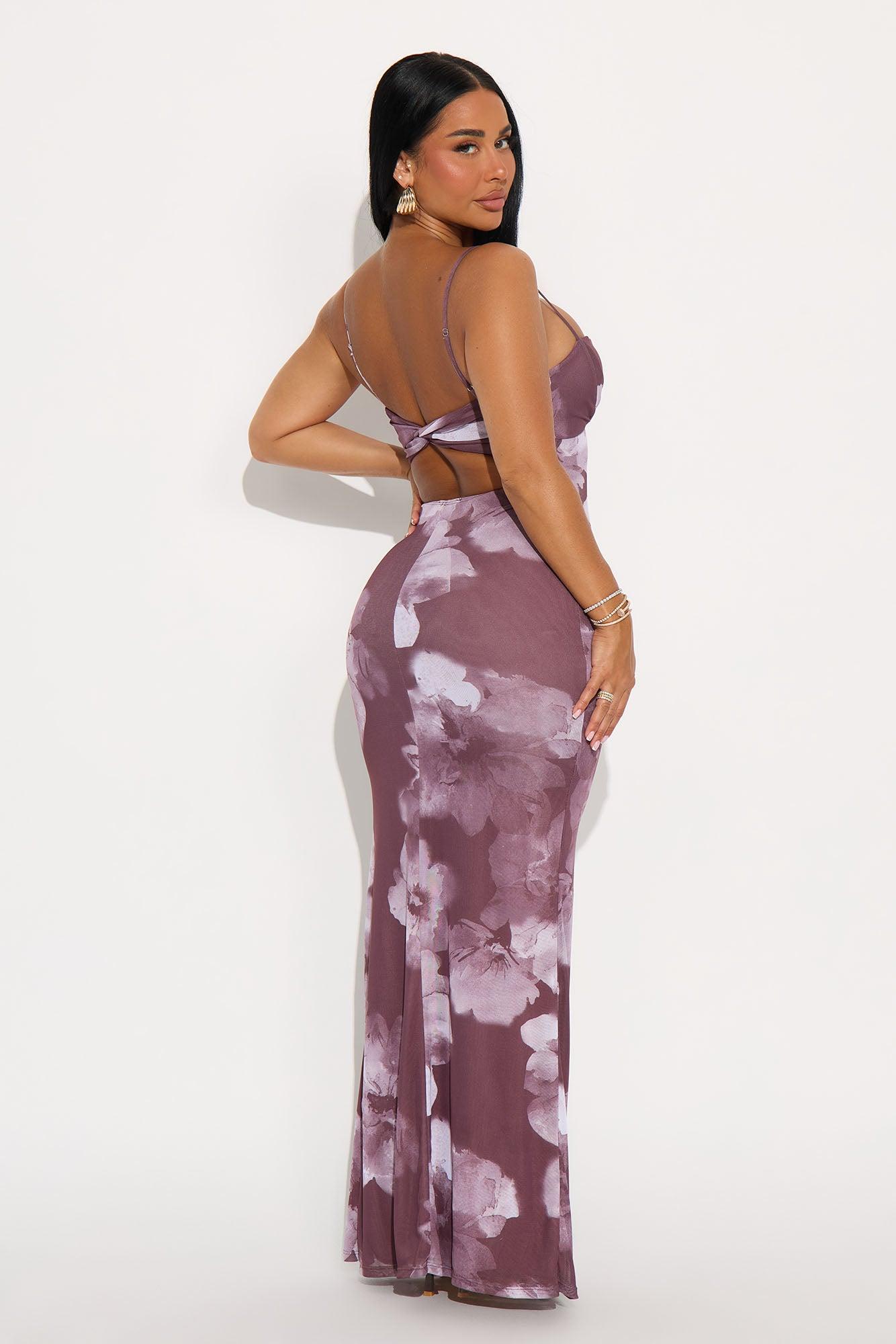 Unstoppable Love Floral Mesh Maxi Dress - Purple/combo Female Product Image