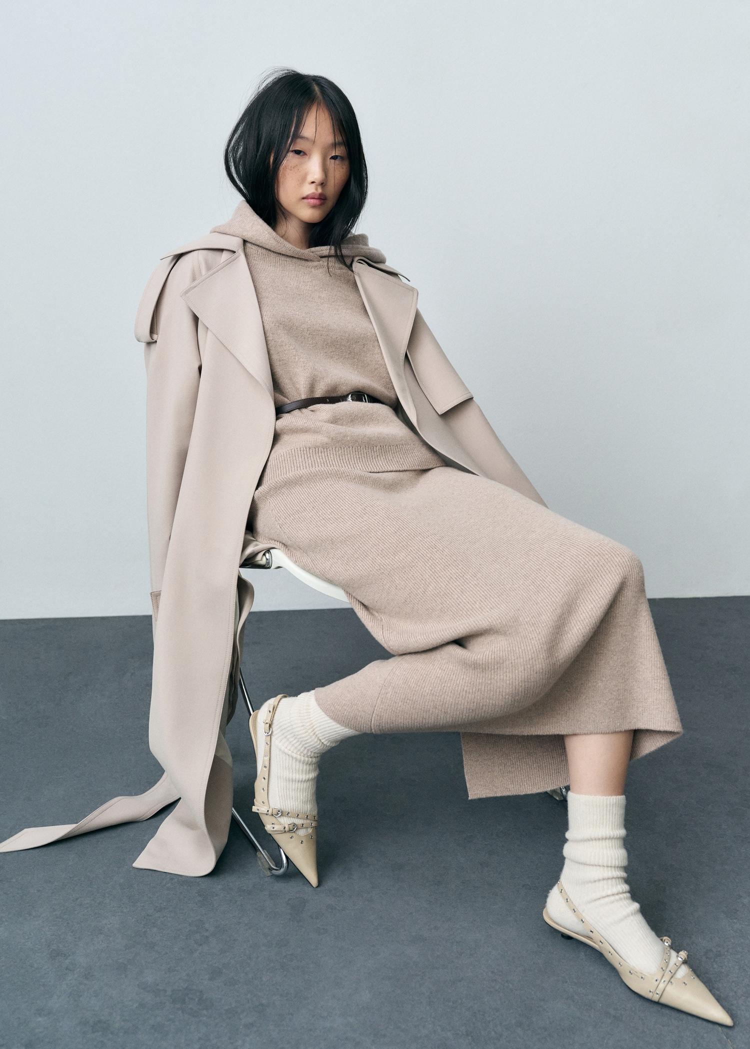 Wool-blend midi-skirt - Women | MANGO USA Product Image