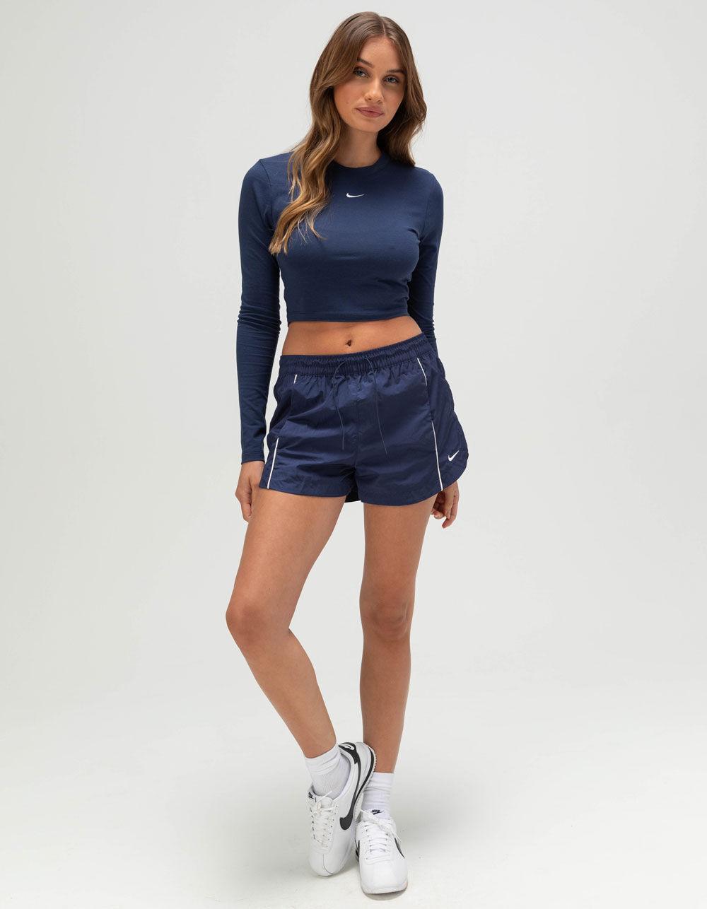 NIKE Sportswear Chill Knit Womens Long Sleeve Crop Tee - MIDNIGHT BLUE Product Image