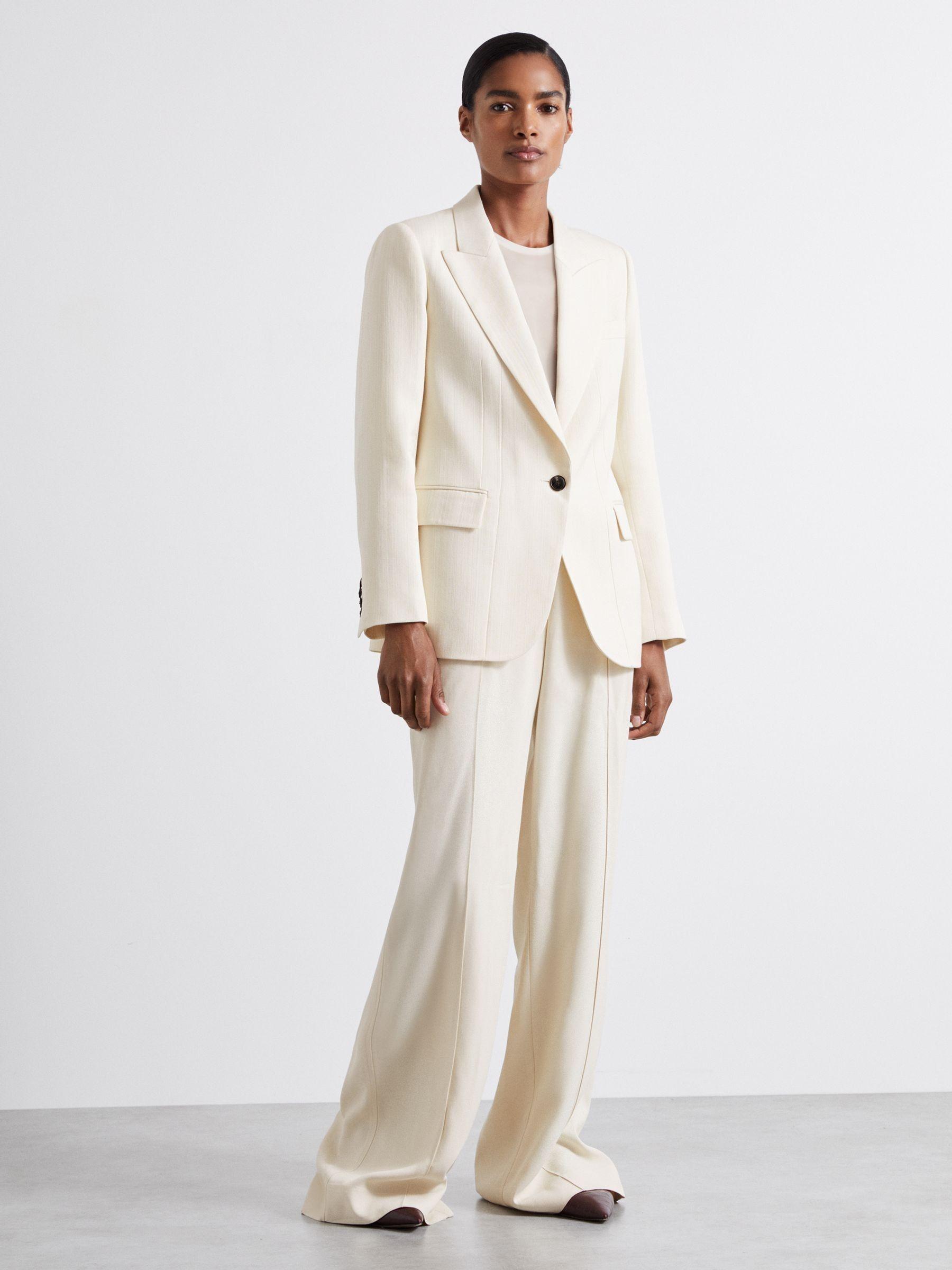 Atelier Single-Breasted Suit Jacket with Virgin Wool in Ivory Product Image