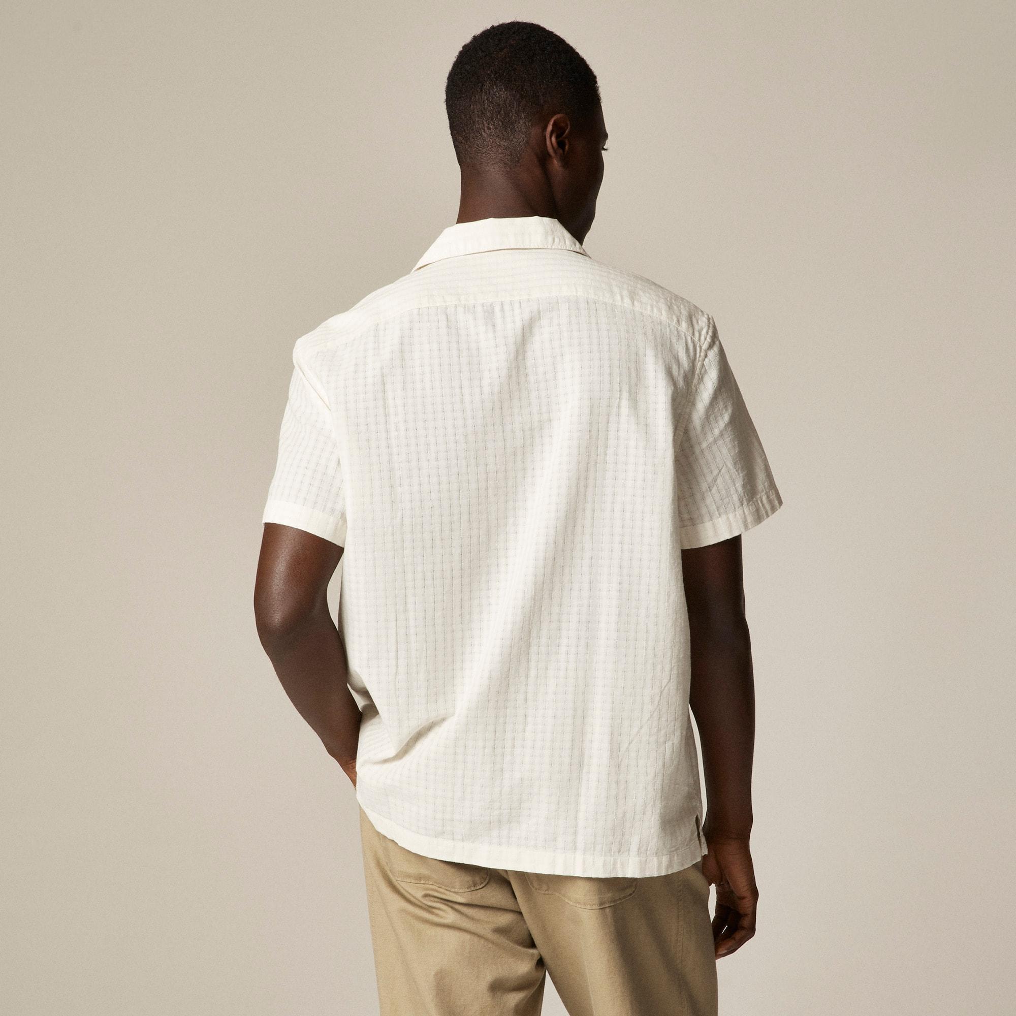 Short-sleeve cotton dobby camp-collar shirt Product Image