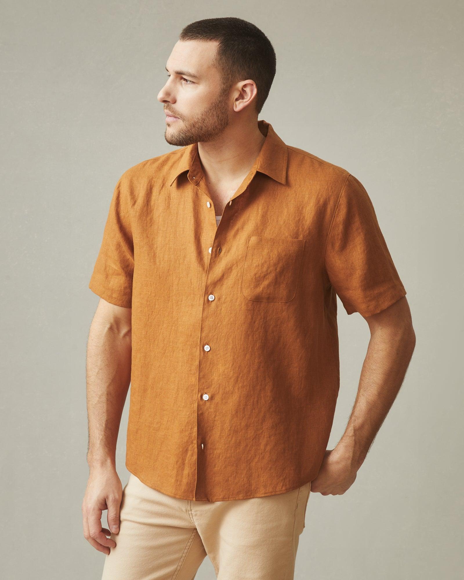 Men's Linen Shirt - Cashew Product Image