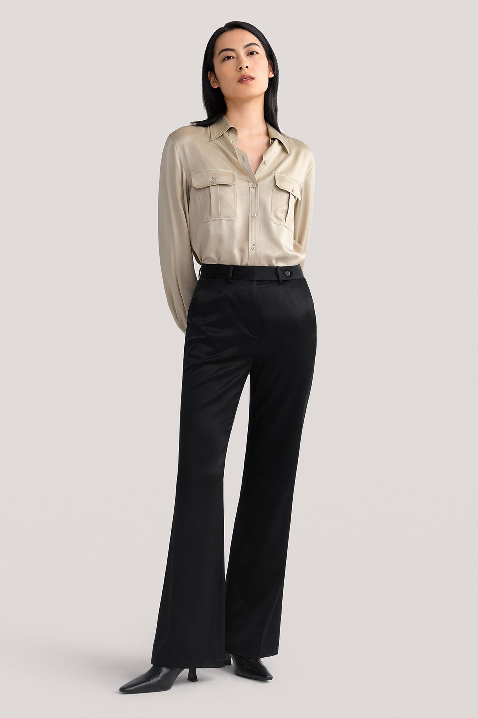 LILYSILK Women's 22MM Sandwashed Silk Safari Shirt With Epaulets Safari Green XXL Product Image