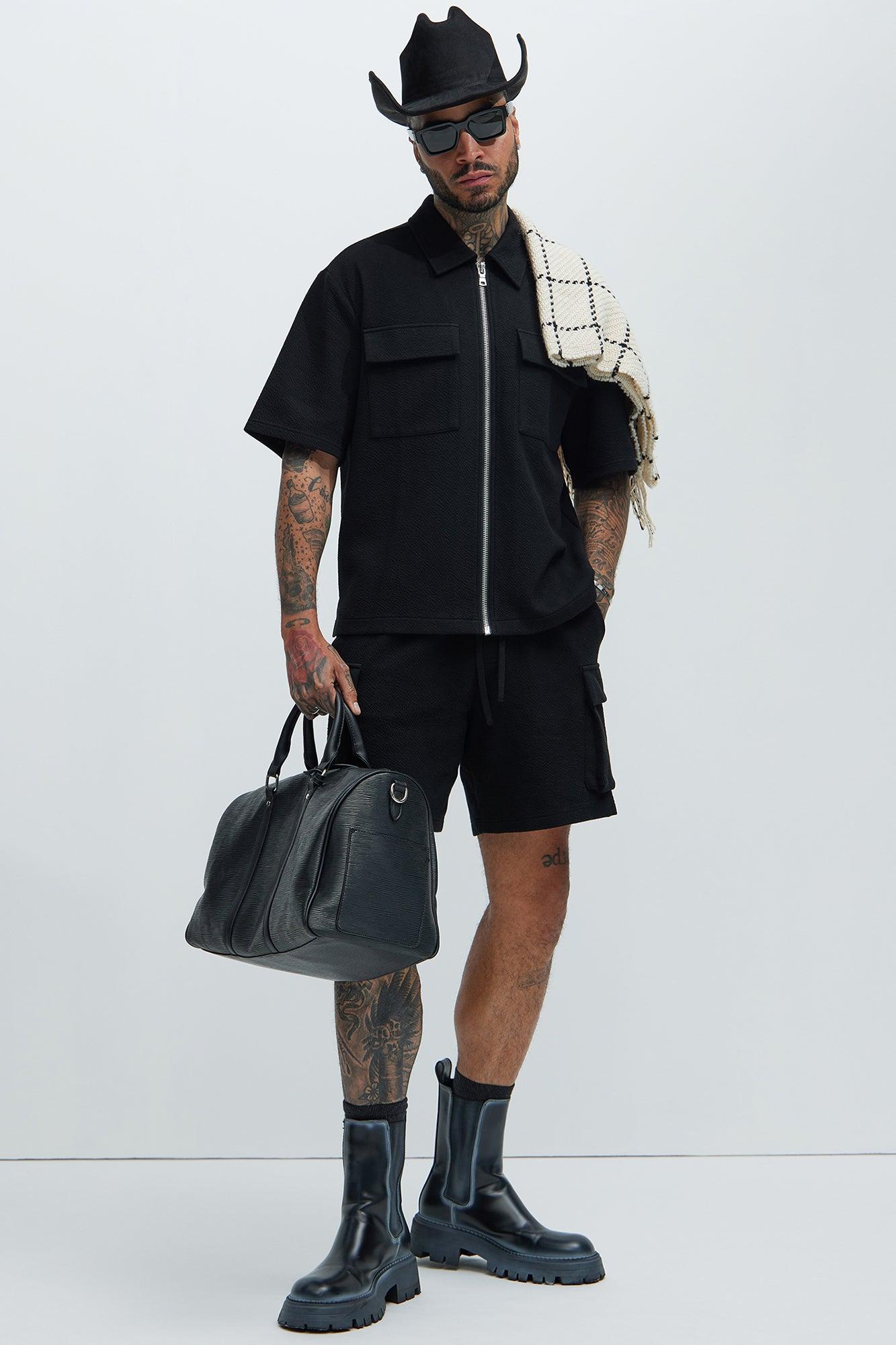 Lewis Zip Up Shirt - Black Product Image