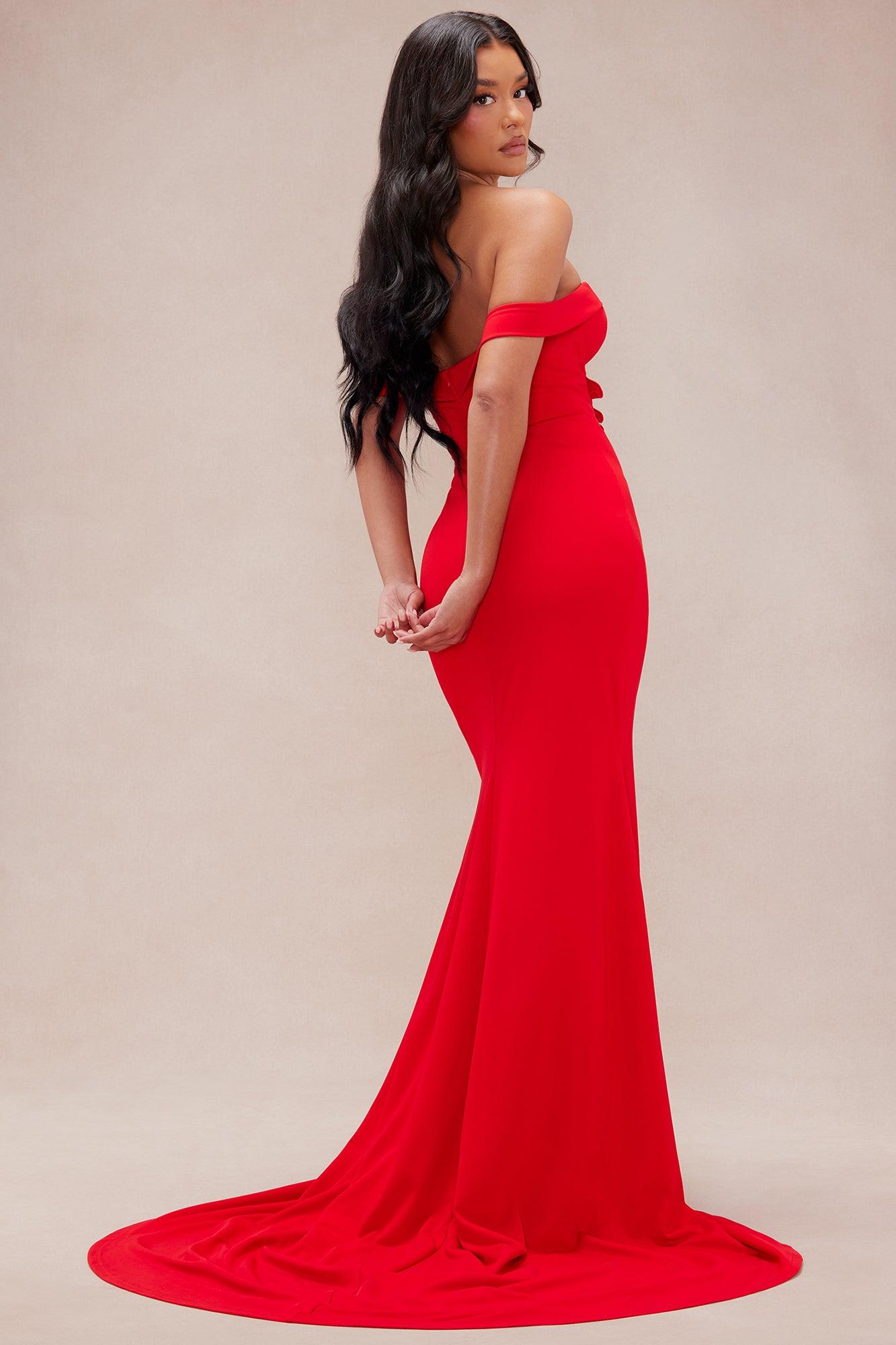 Senora Floral Applique Gown - Red Product Image