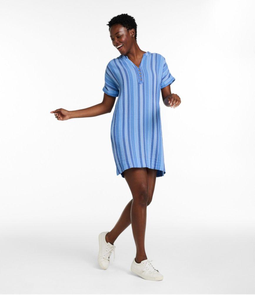 Women's Cloud Gauze Short-Sleeve Shift Dress, Stripe Product Image