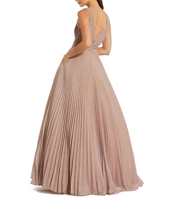 Mac Duggal Deep V-Neck Organza Shimmer Ball Gown Product Image