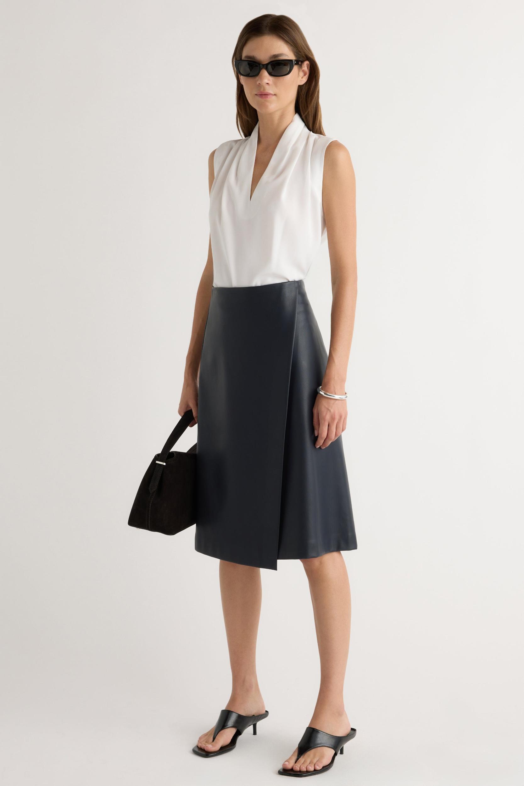 Alba Asymmetric Vegan Leather Skirt Product Image