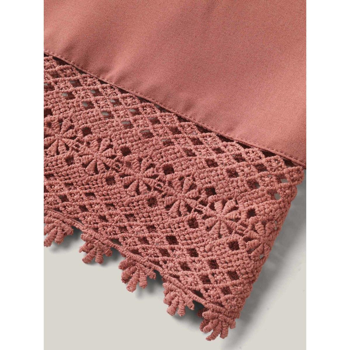 Plus Size Lace Hem Wide-Leg Pocket Pants Women Russet Leisure Wide Leg Mid Rise Casual Pants BloomChic 30/6X Product Image