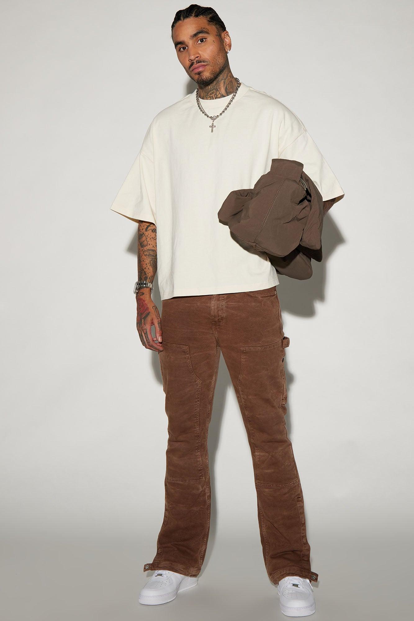 Boxy Cropped Heavyweight Short Sleeve Tee - Cream Product Image