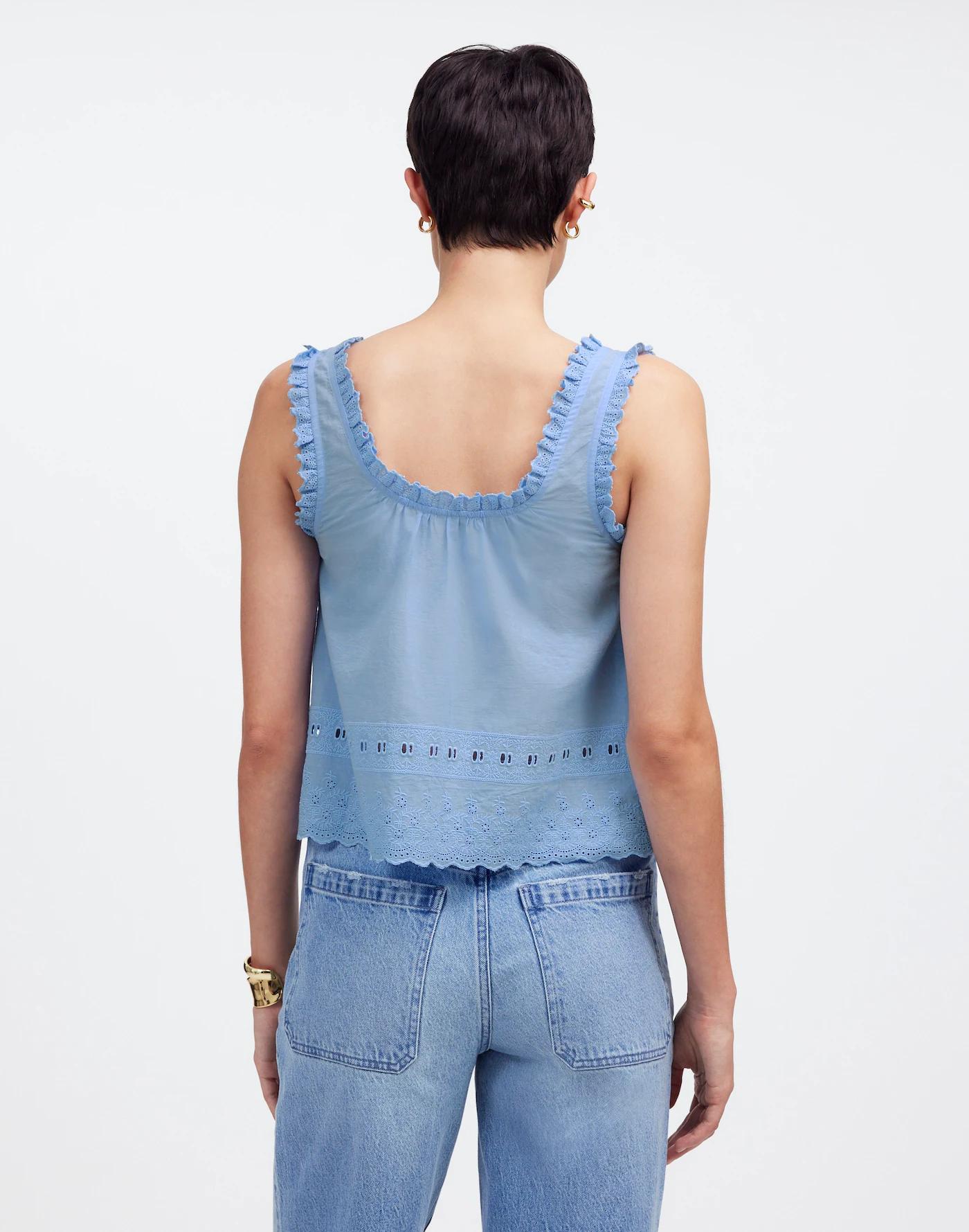 Embroidered Ruffle-Trim Top Product Image