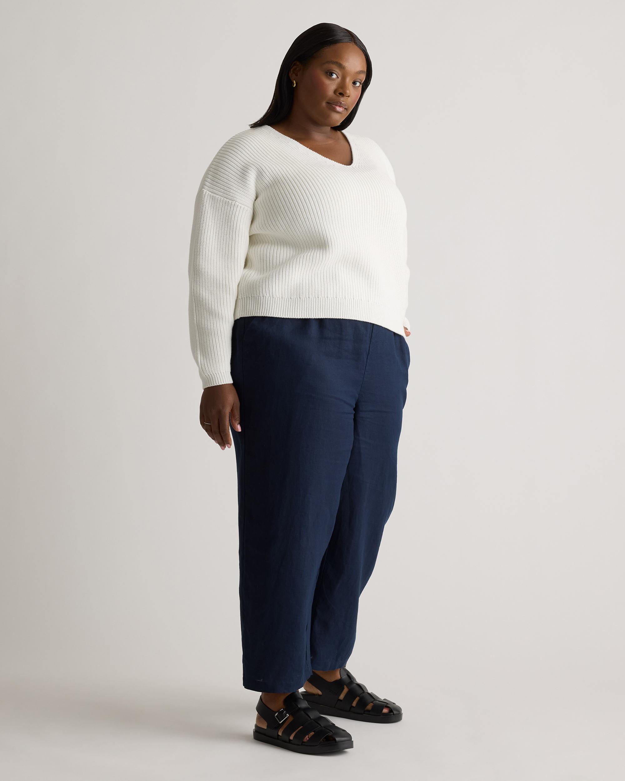 Quince | Women's Fisherman V-Neck Sweater Organic Cotton Product Image