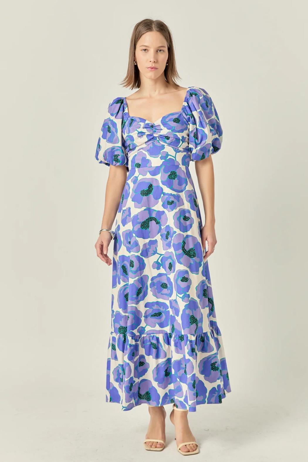Floral Print Bow Back Maxi Dress Product Image
