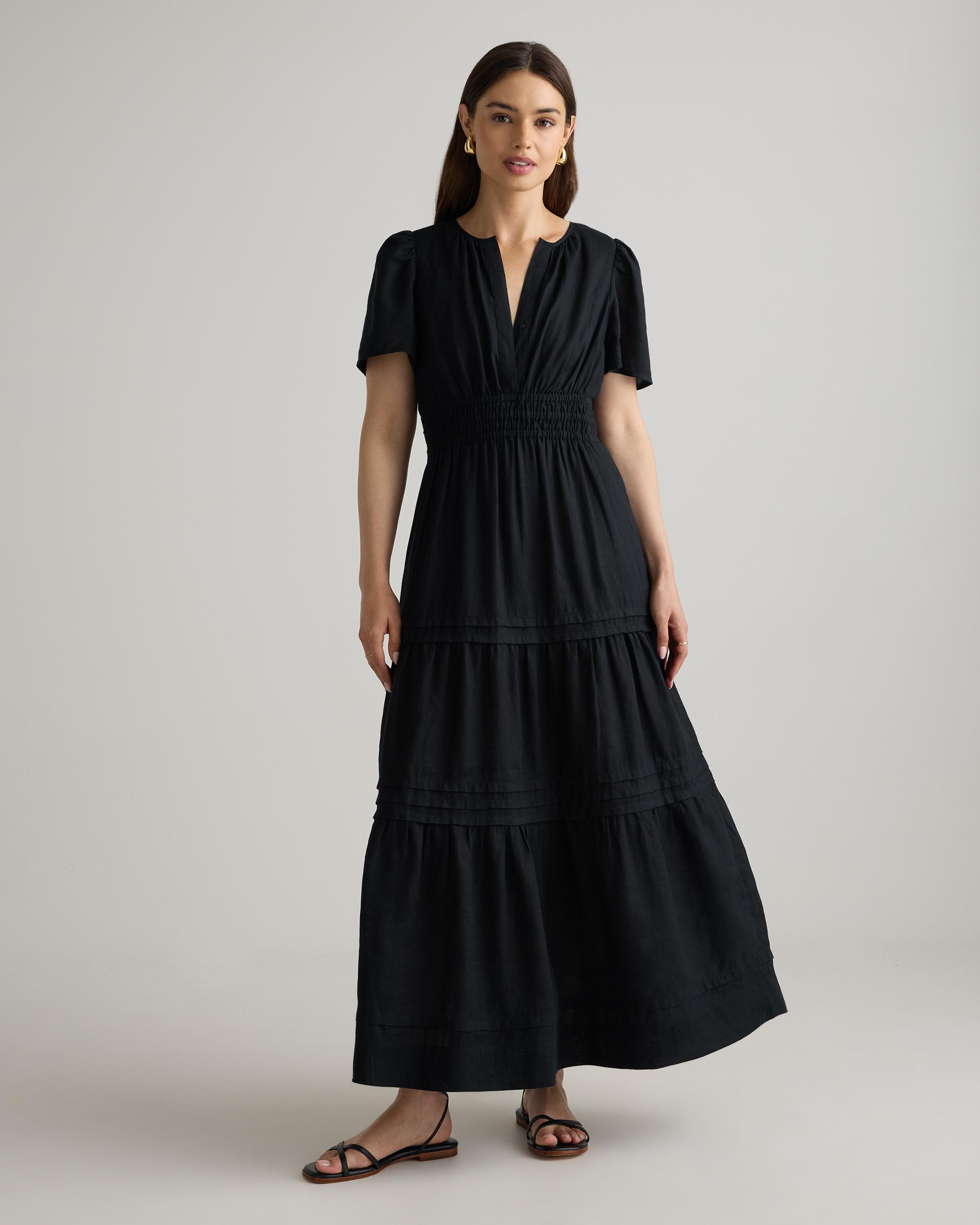 Quince | Women's 100% European Linen Tiered Maxi Dress Product Image