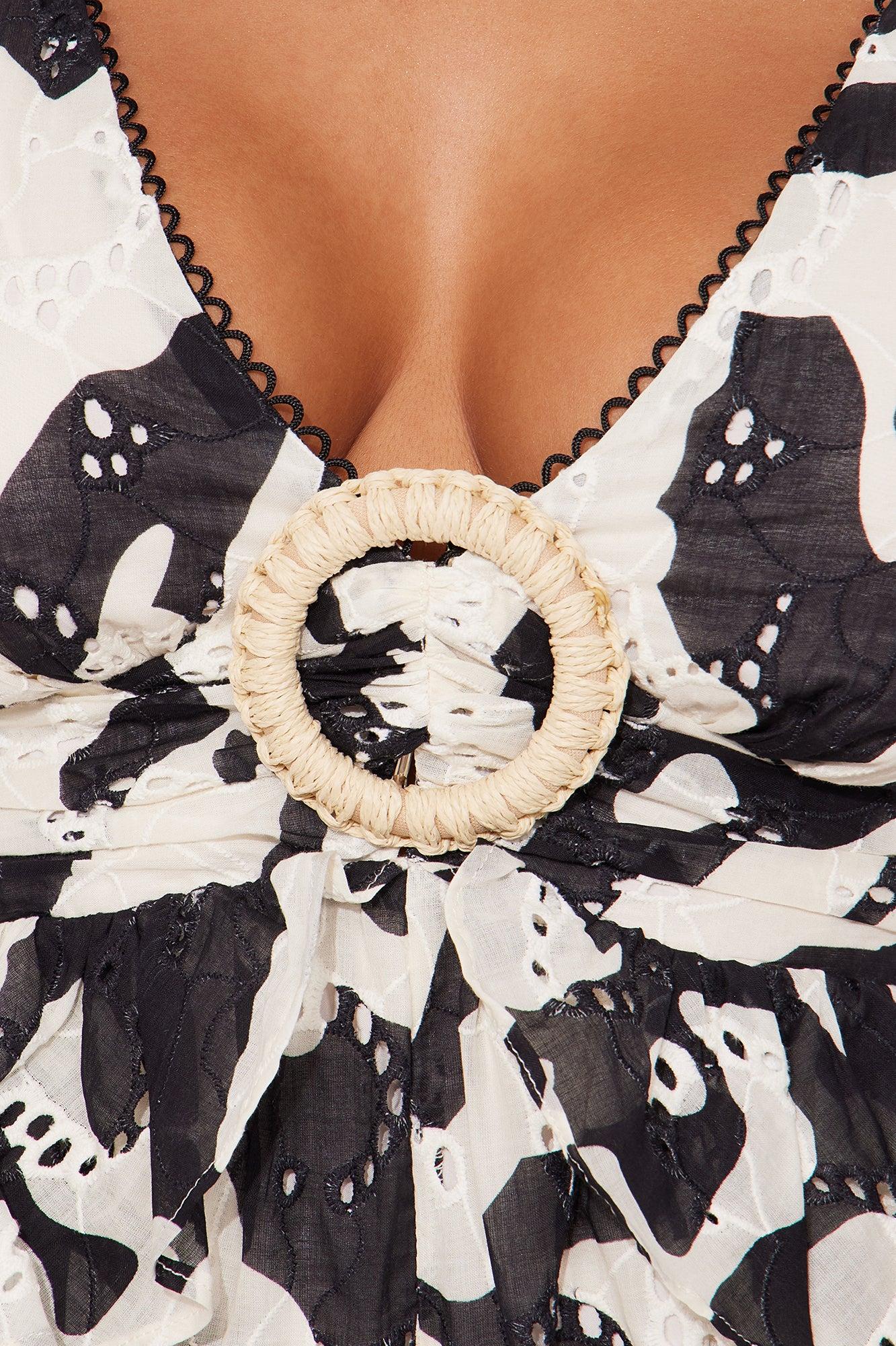 Aruba Eyelet Romper - Black/combo Product Image