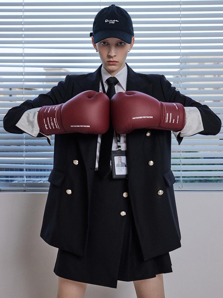 Worsted Wool Double-Breasted Women Blazer Product Image