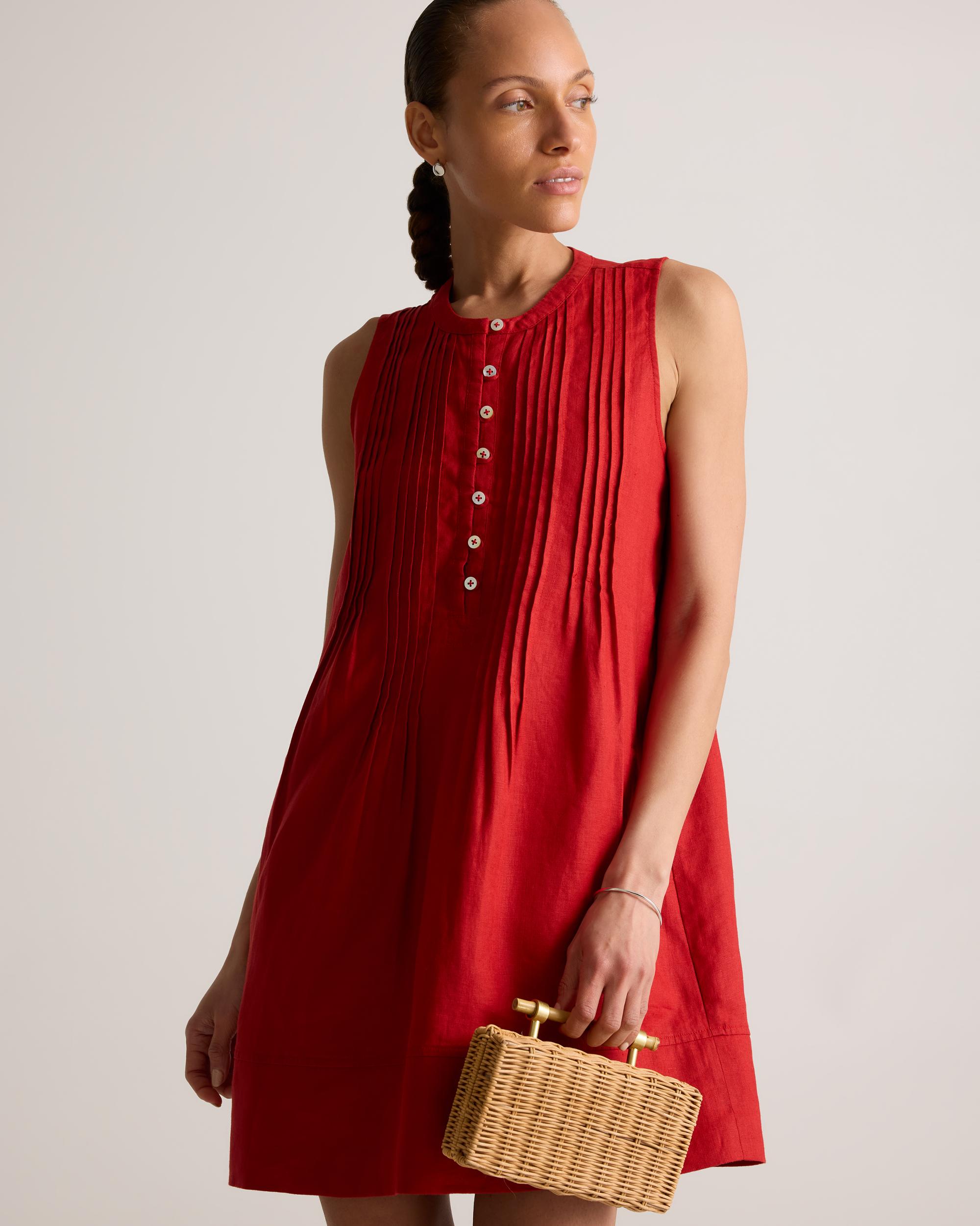 Quince | Women's 100% European Linen Sleeveless Swing Dress Product Image