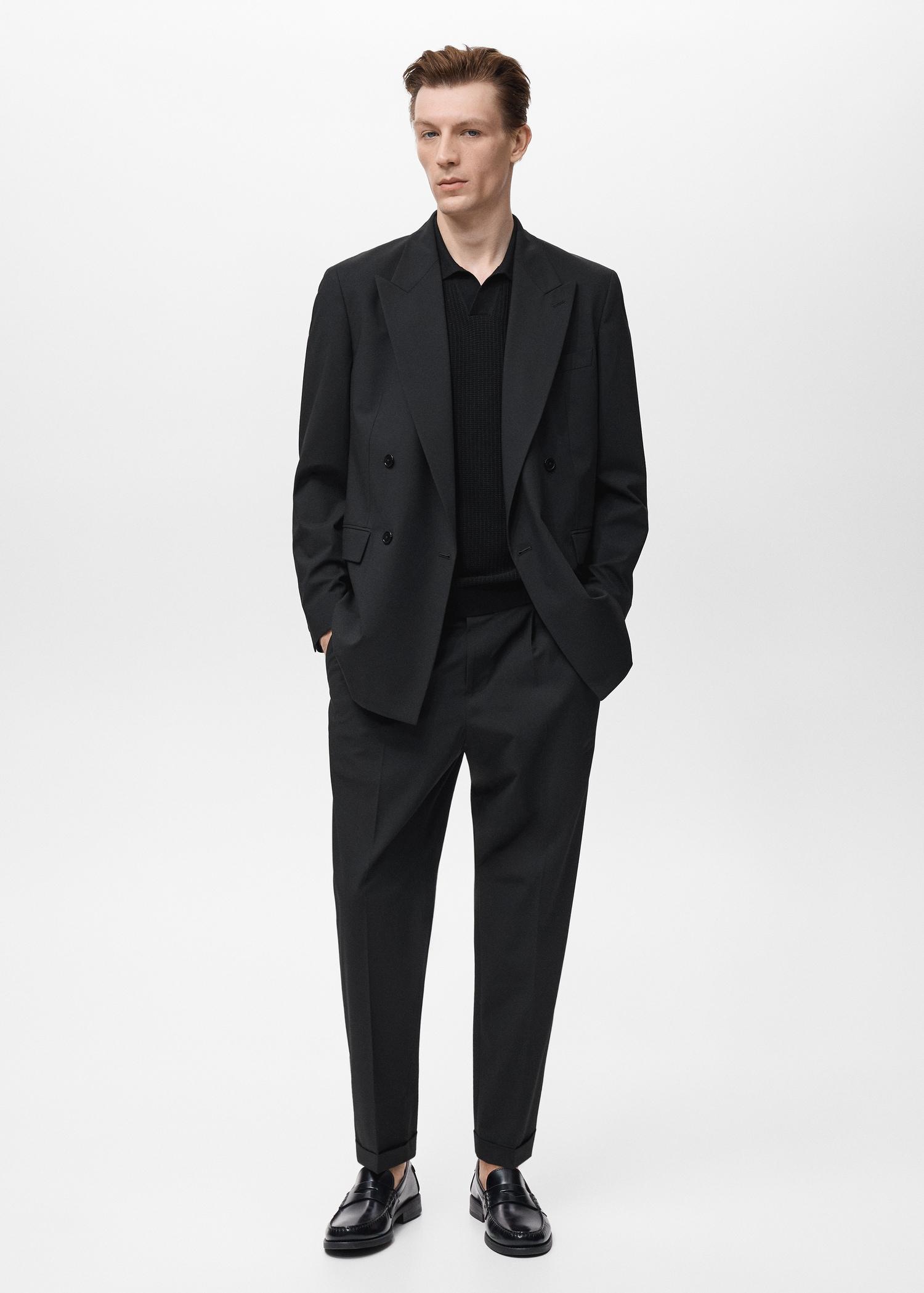 Boston regular-fit double-breasted suit blazer - Men | MANGO USA Product Image