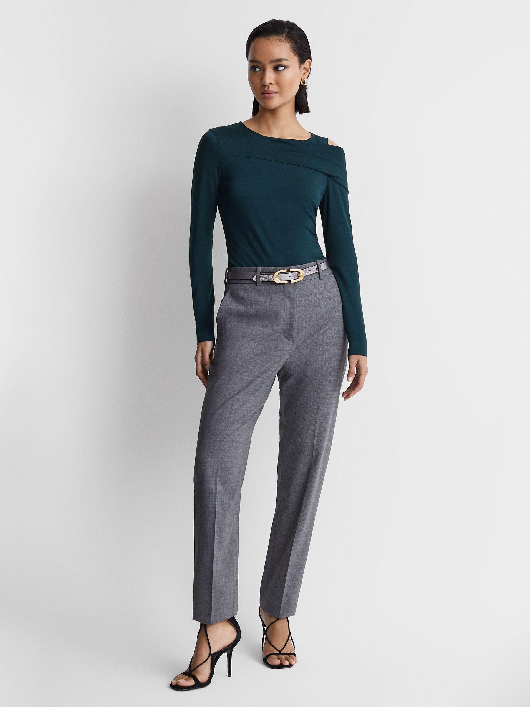 Draped Shoulder Top in Teal Product Image