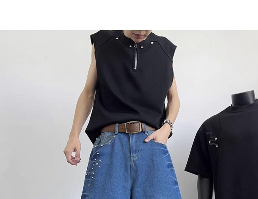 High Waist Washed Wide Leg Jorts Product Image