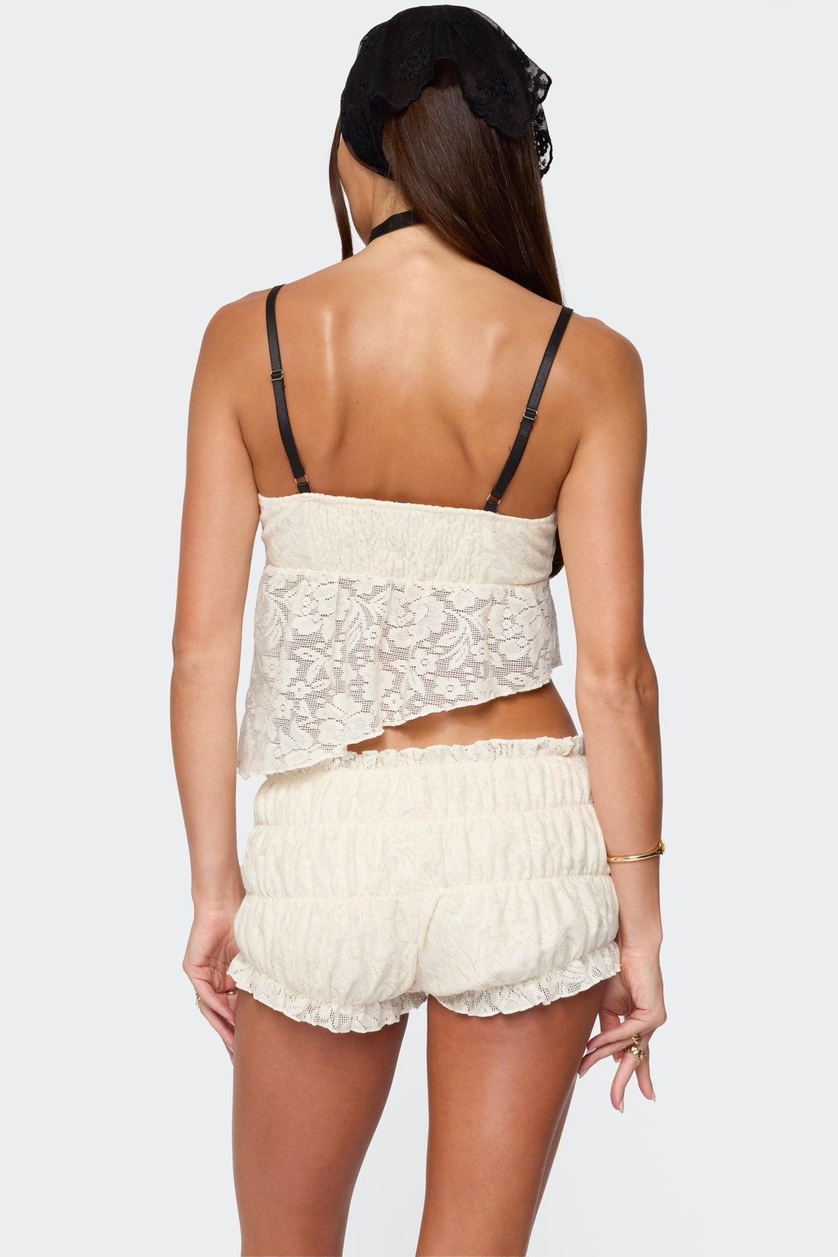 Este Asymmetric Textured Lace Top Product Image