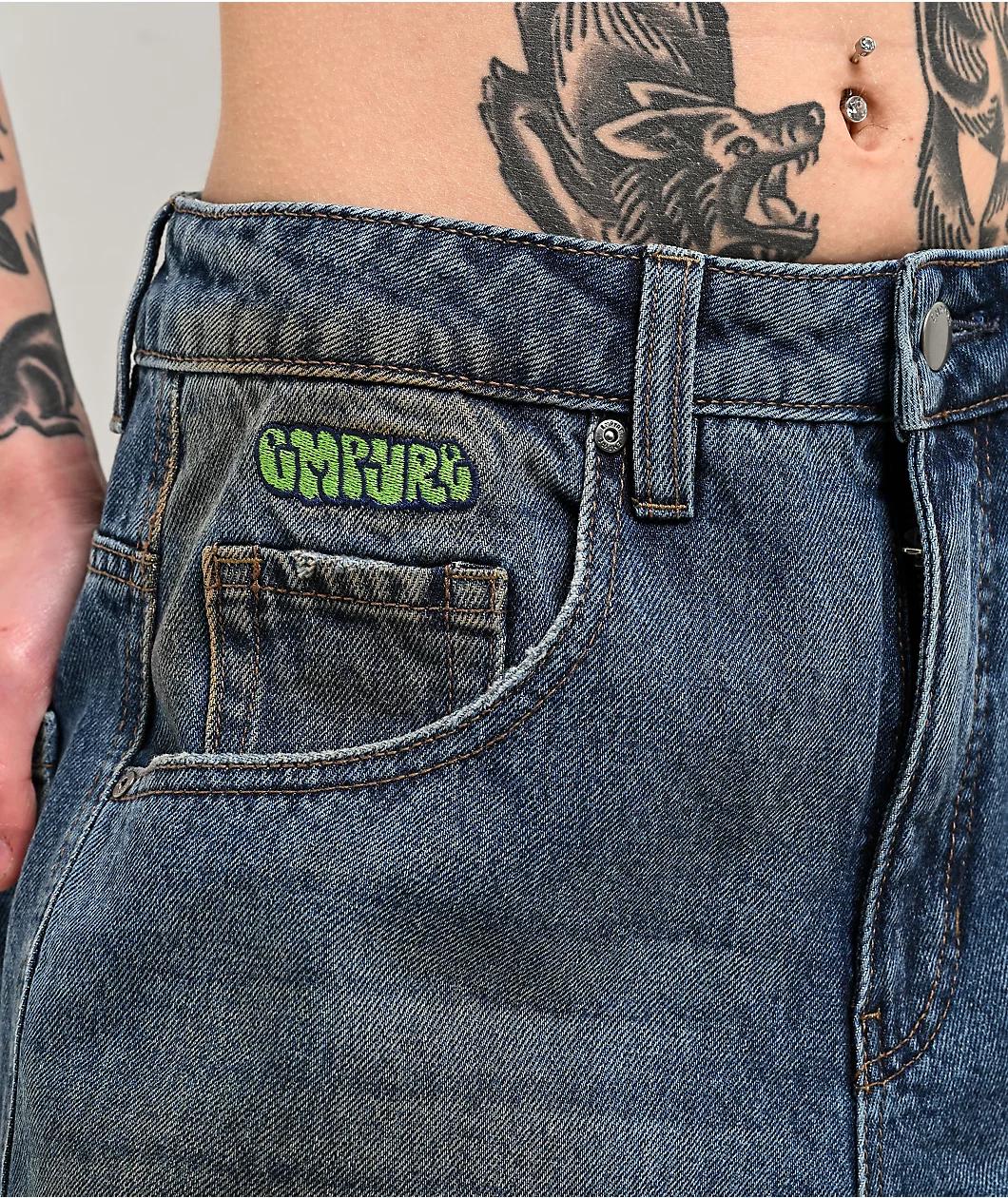 Empyre Boxcar Extent Wide Leg Blue Denim Jeans Product Image