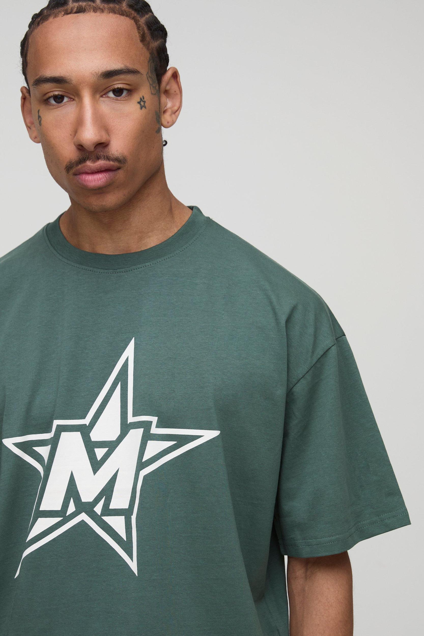 Oversized Boxy M Star T-Shirt & Short Set | boohooMAN USA Product Image