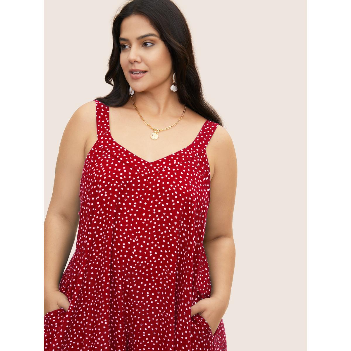 Plus Size Rust Polka Dot U Neck Wide Leg Jumpsuit Women Resort Sleeveless U-neck Vacation Loose Jumpsuits BloomChic 30/6X Product Image