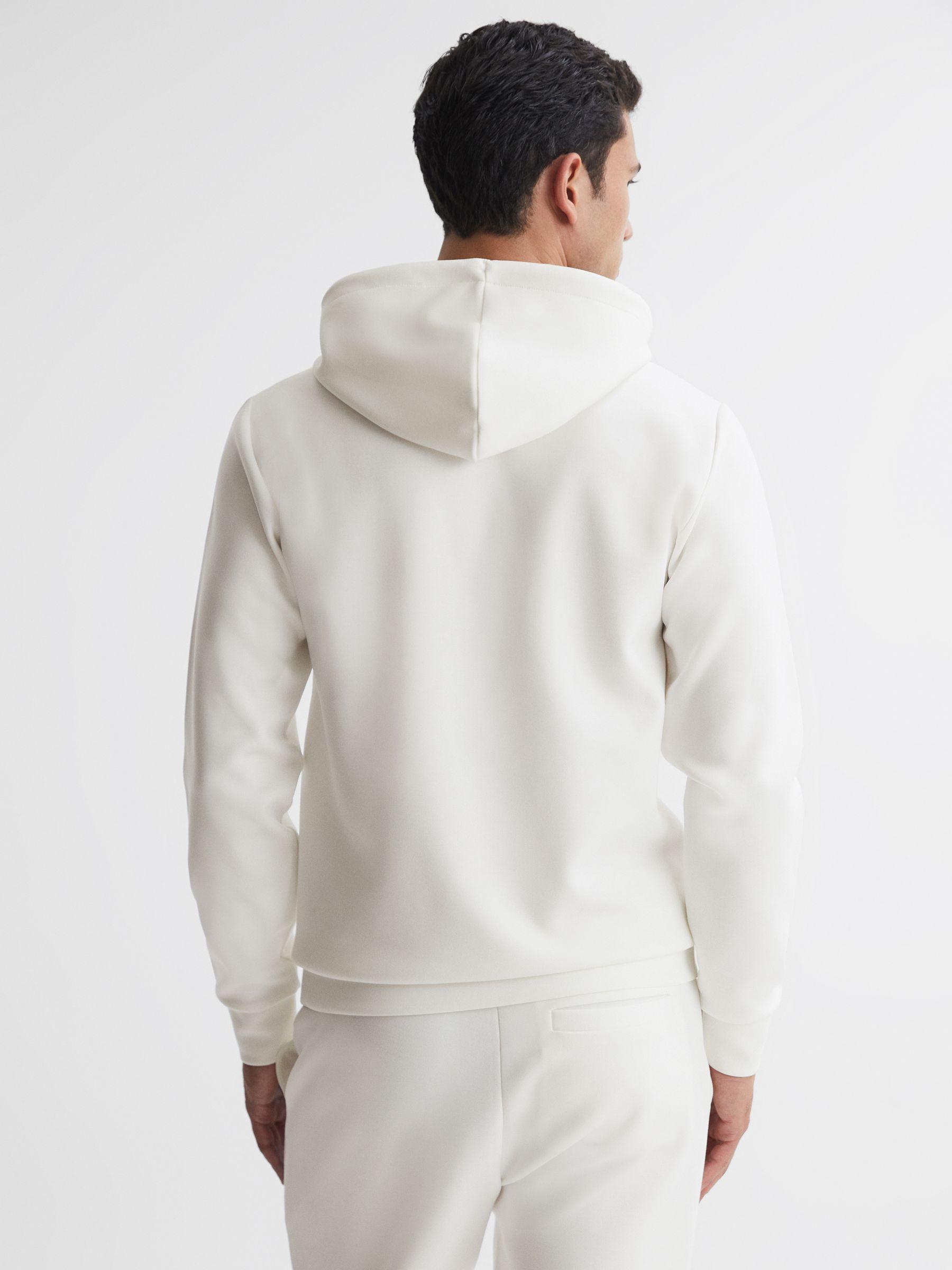 Interlock Jersey Drawstring Hoodie in White Product Image