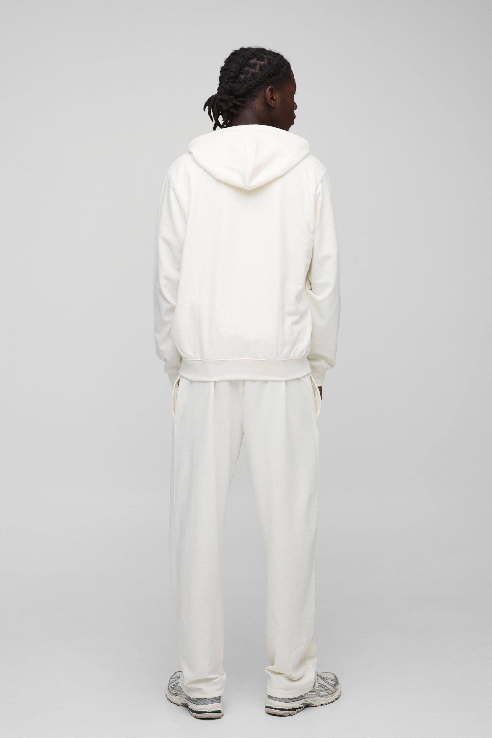 260GSM Loopback Basic Regular Fit Zip Through Hoodie and Straight Leg Sweatpants Set | boohooMAN USA Product Image