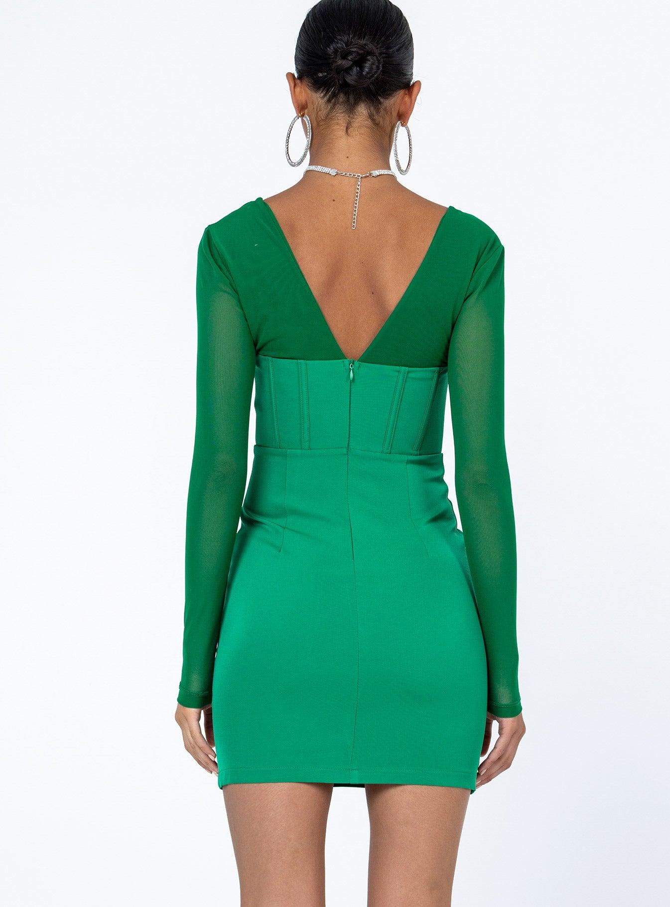 Austin Long Sleeve Mini Dress Green Product Image