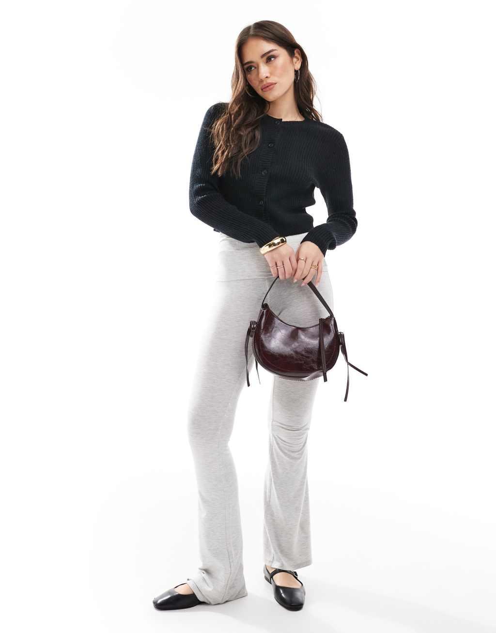 ONLY structured ribbed cardigan in black Product Image