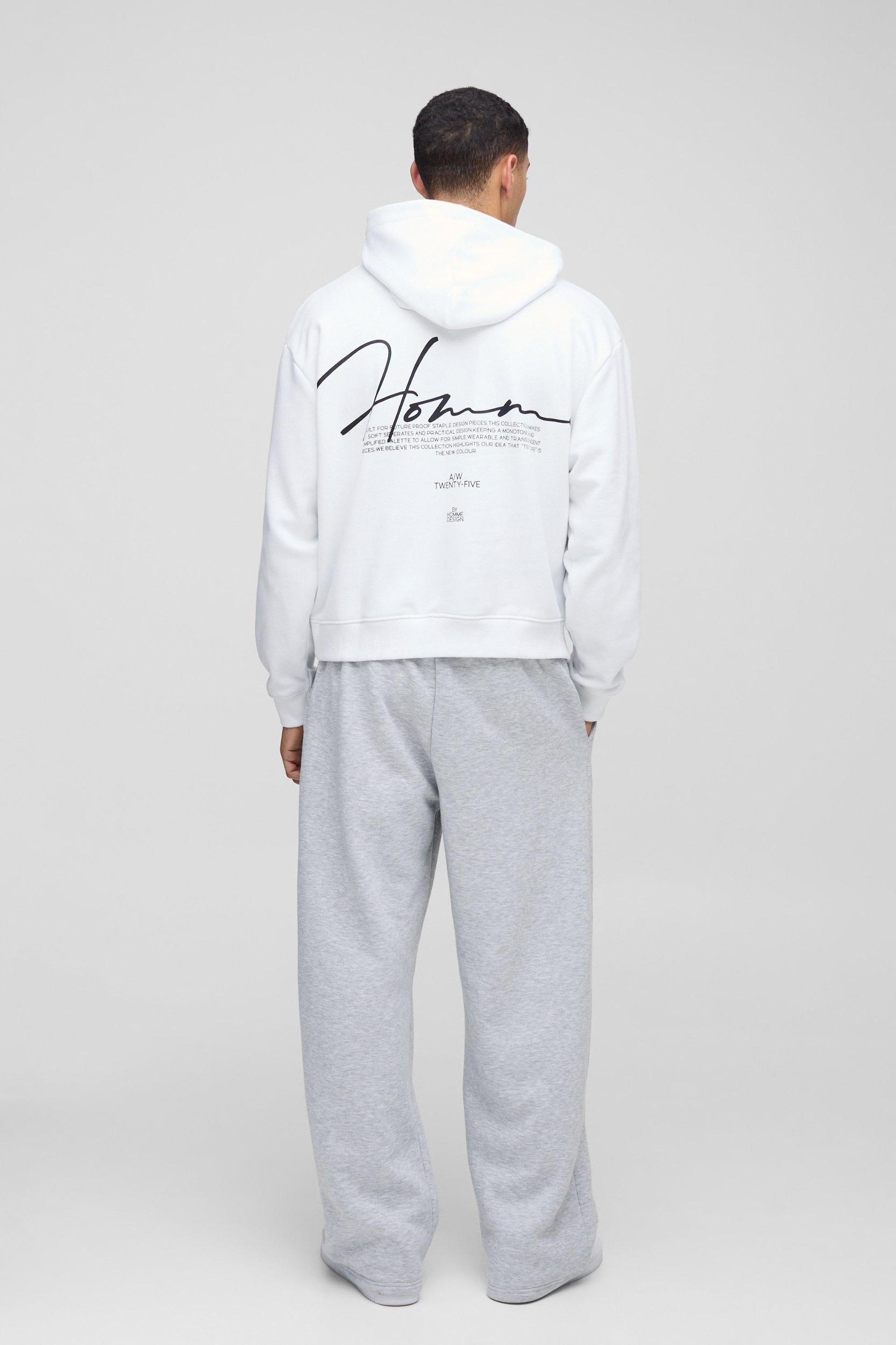 Oversized Boxy Homme Embroidered Hoodie | boohooMAN USA Product Image