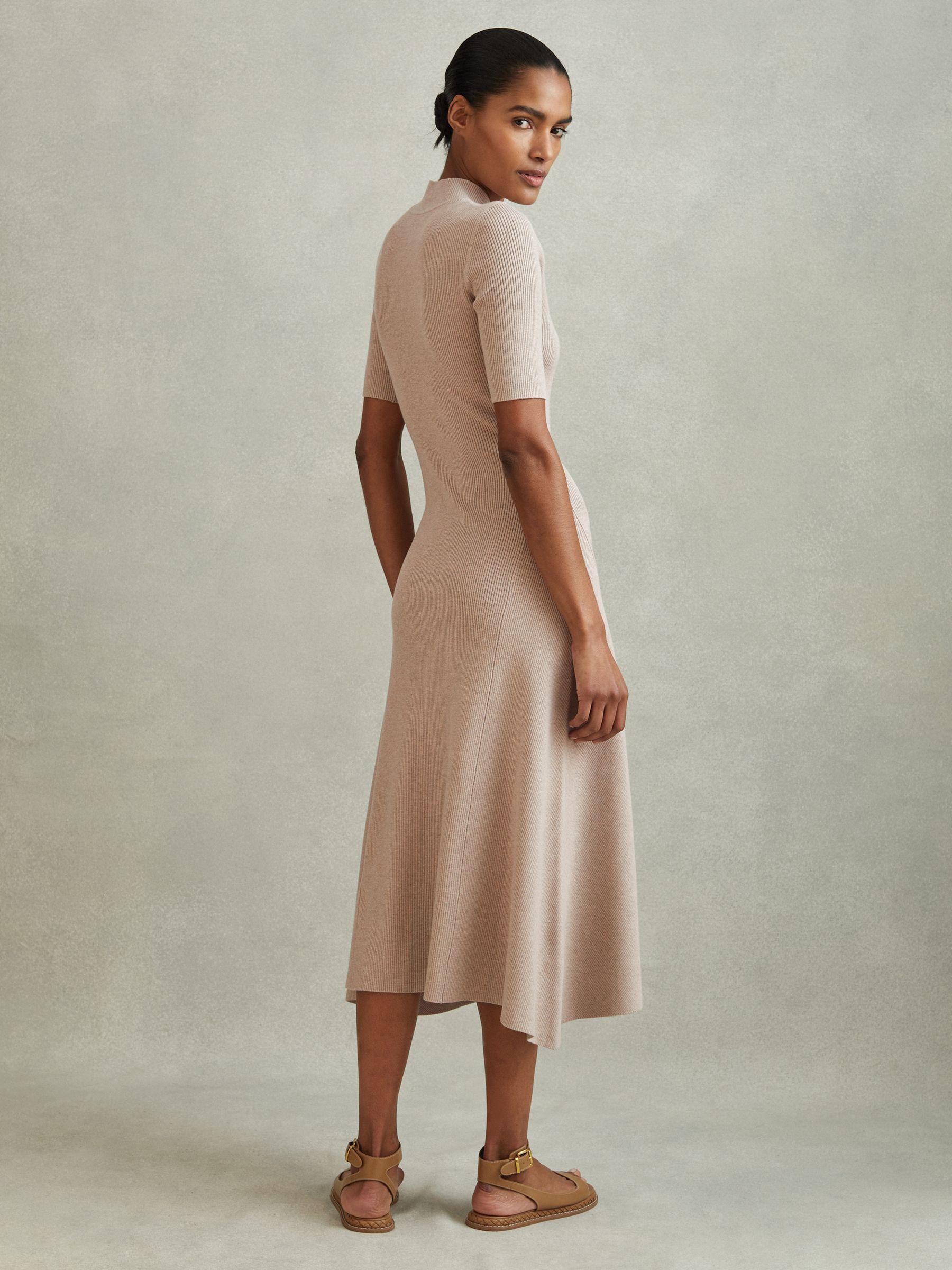 Ribbed Bodycon Midi Dress in Neutral Product Image